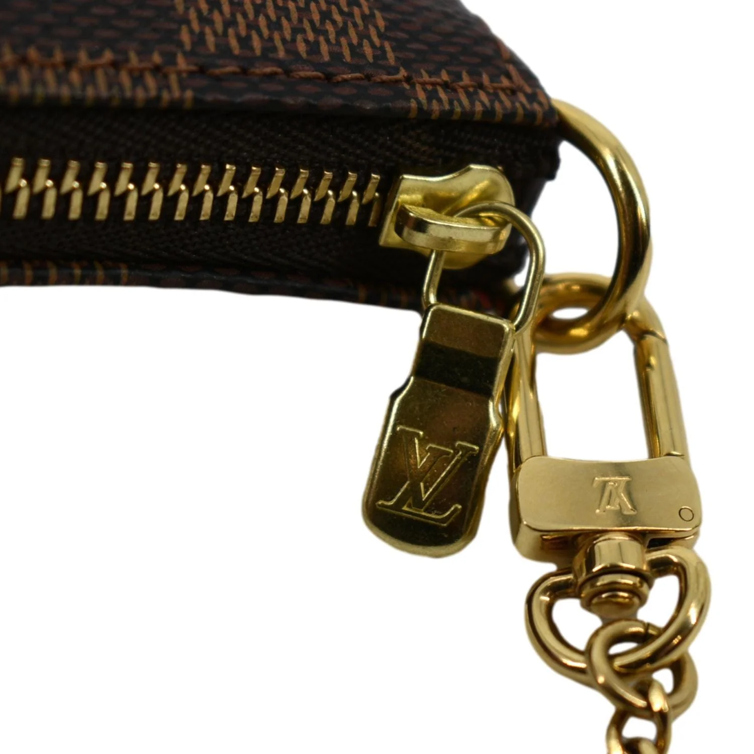 LOUIS VUITTON Mini Pochette Damier Ebene Accessories Pouch Brown - Image 4