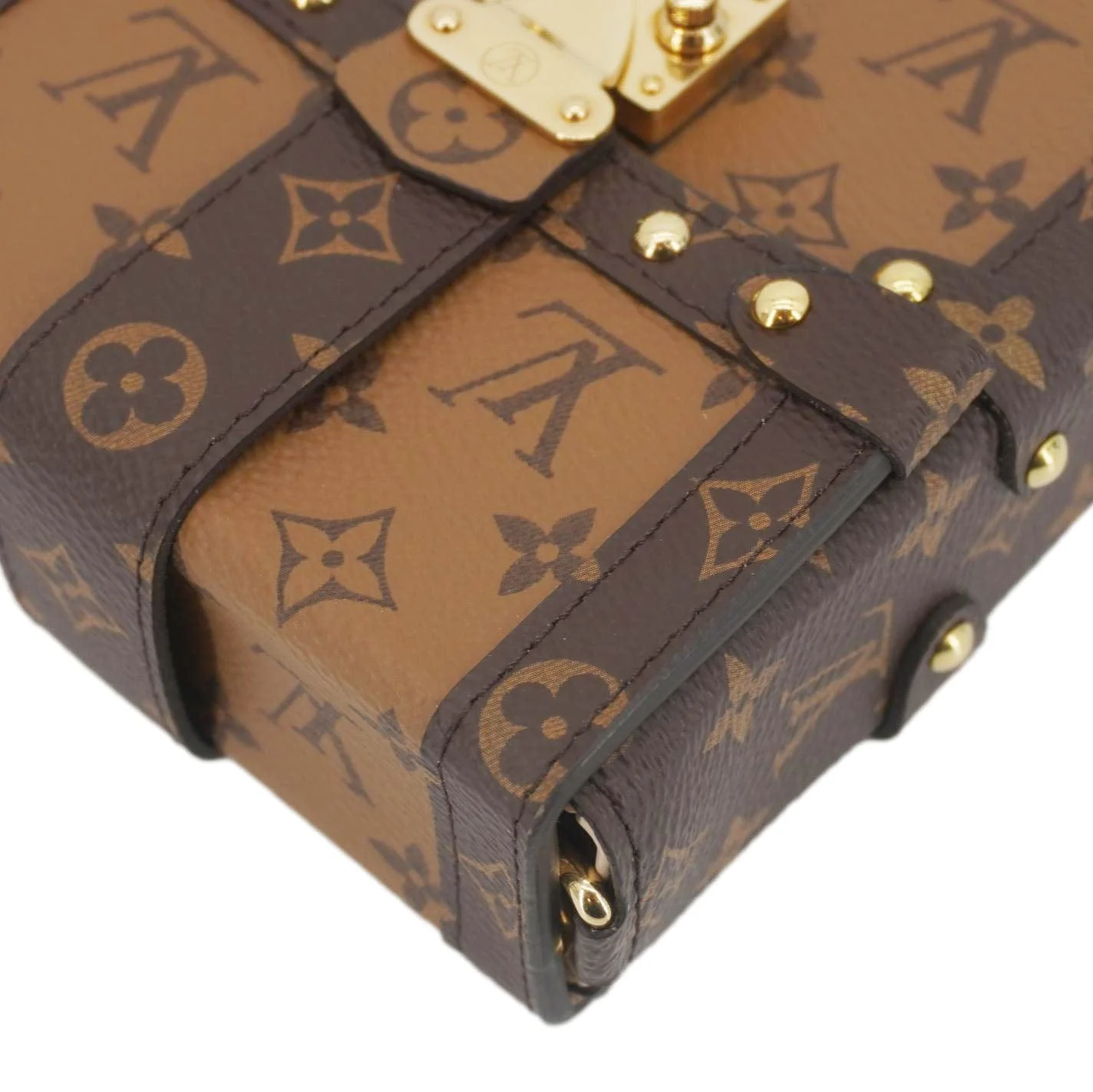 LOUIS VUITTON Pochette Trunk Monogram Canvas Verticale Crossbody Bag Brown - Image 6