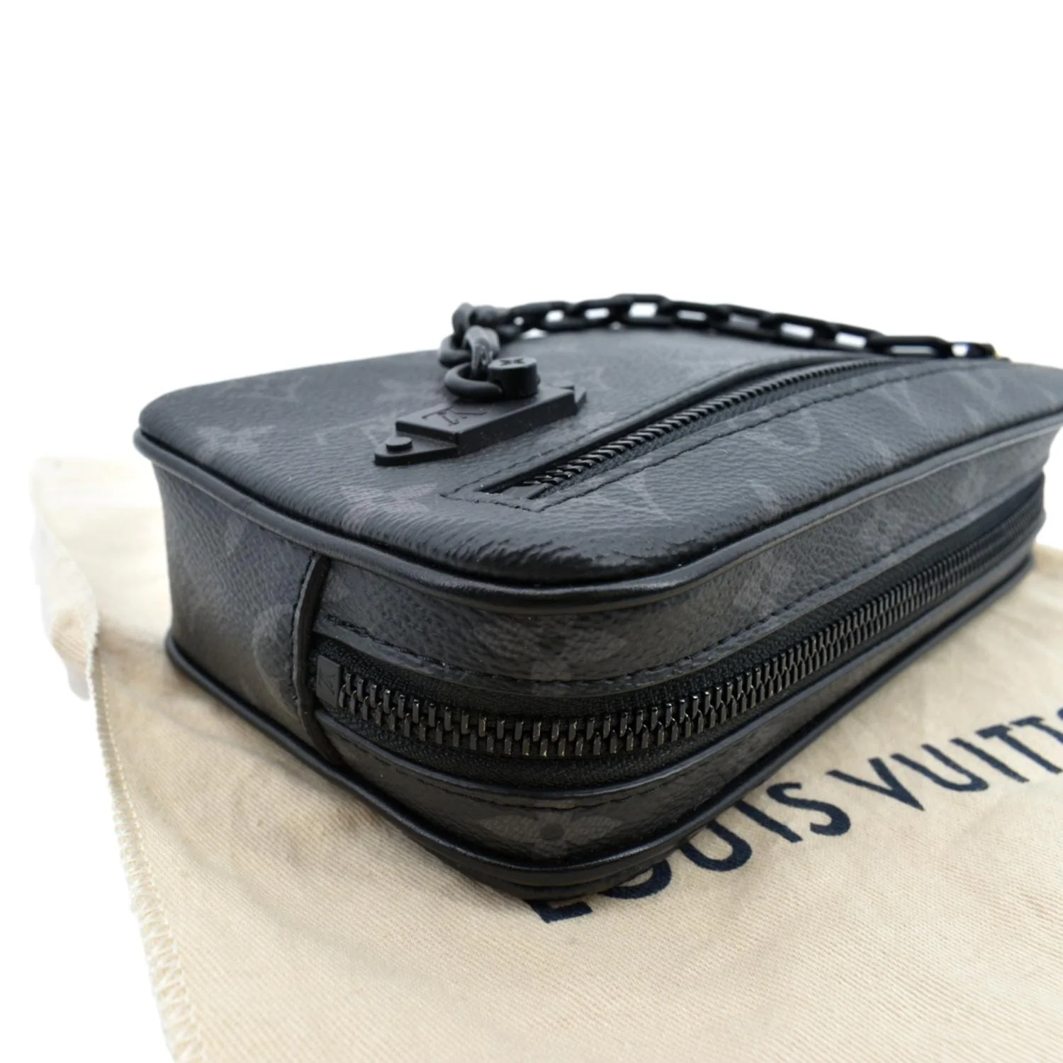 LOUIS VUITTON Volga Monogram Eclipse Pochette Clutch Bag Black - Image 6