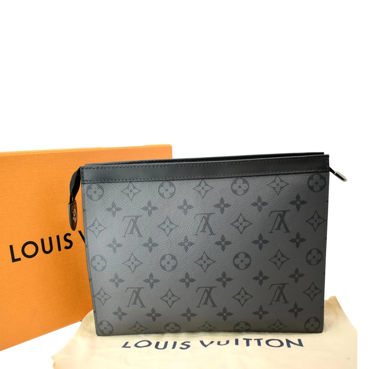 LOUIS VUITTON Voyage MM Monogram Eclipse Pochette Bag Black - Image 2