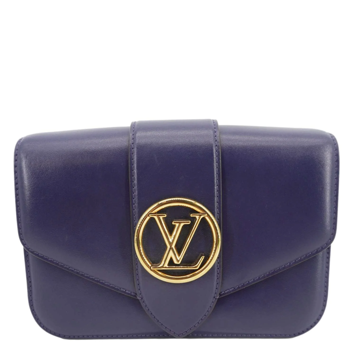 LOUIS VUITTON LV Pont 9 Calfskin Leather Shoulder Bag Navy Blue - Image 3