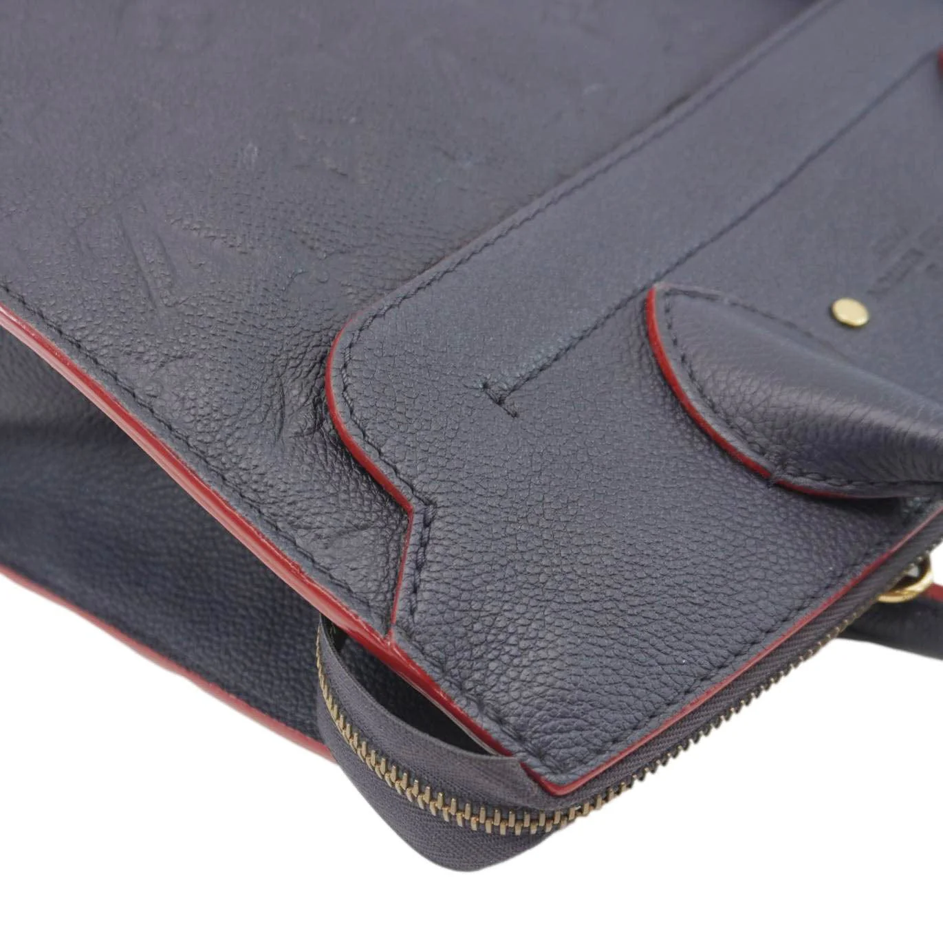 LOUIS VUITTON Pont Neuf MM Empreinte Leather Satchel Bag Marine Rouge - Image 5