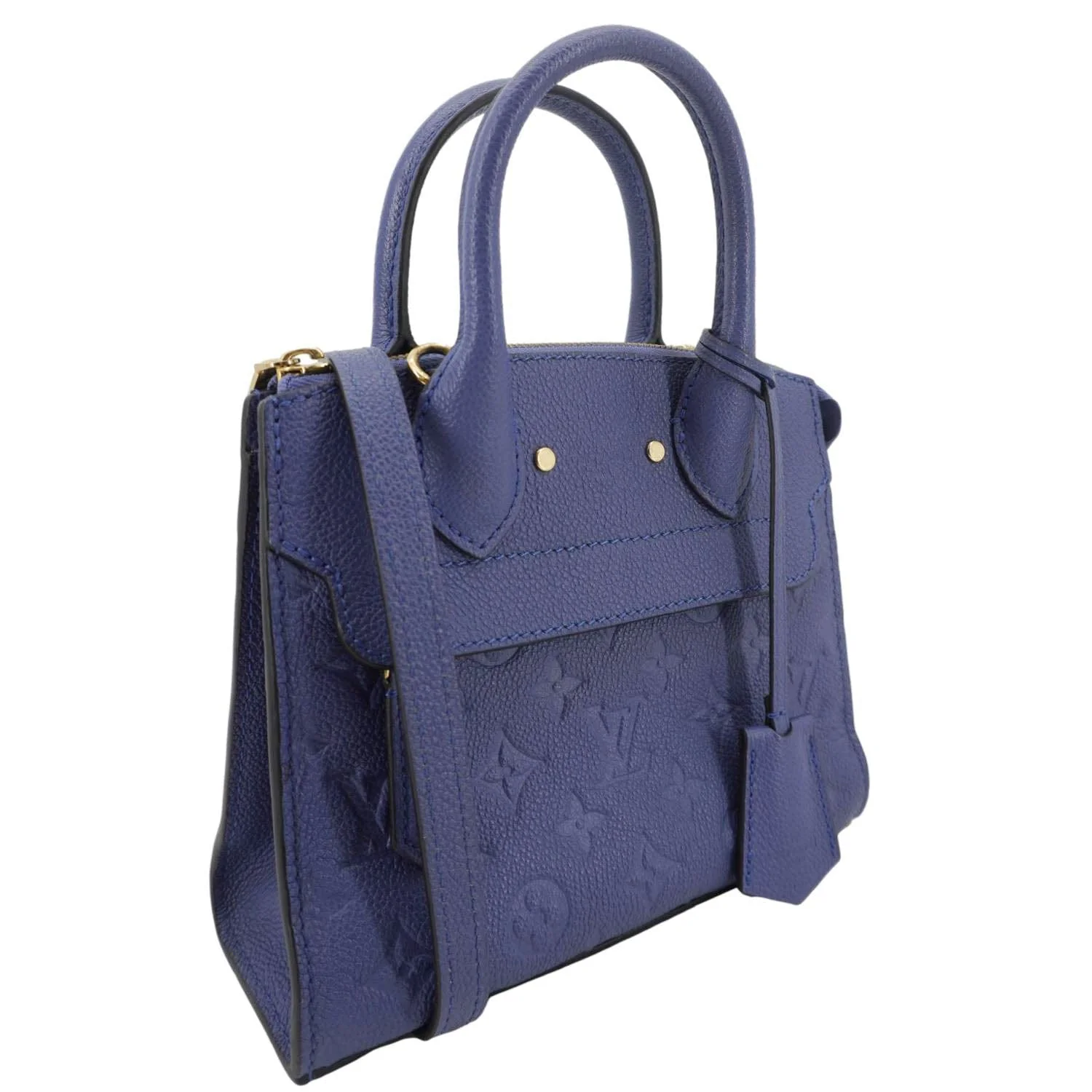 LOUIS VUITTON Pont Neuf Monogram Empreinte Leather Shoulder Bag Blue - Image 6