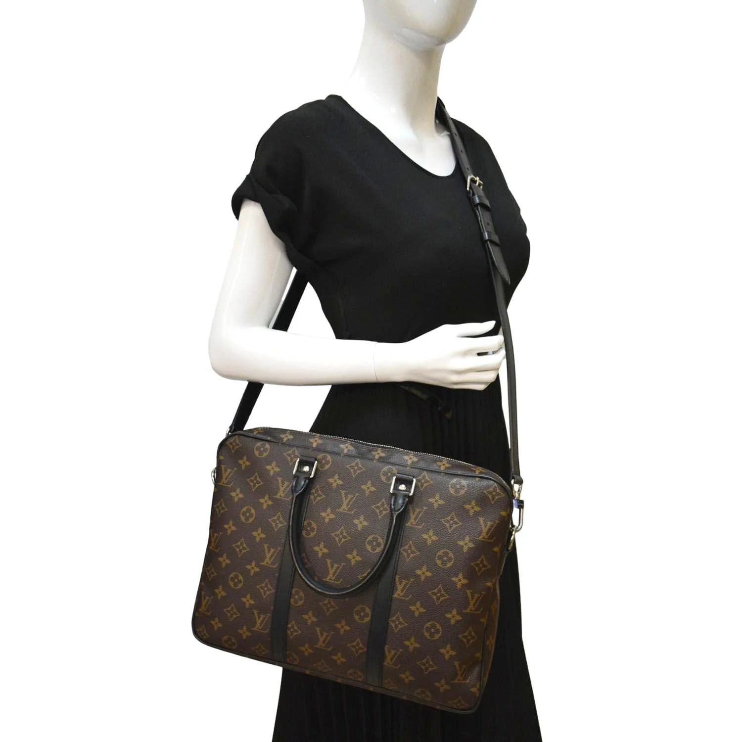 LOUIS VUITTON Porte Documents Voyage Monogram Canvas Briefcase Bag Brown - Image 2