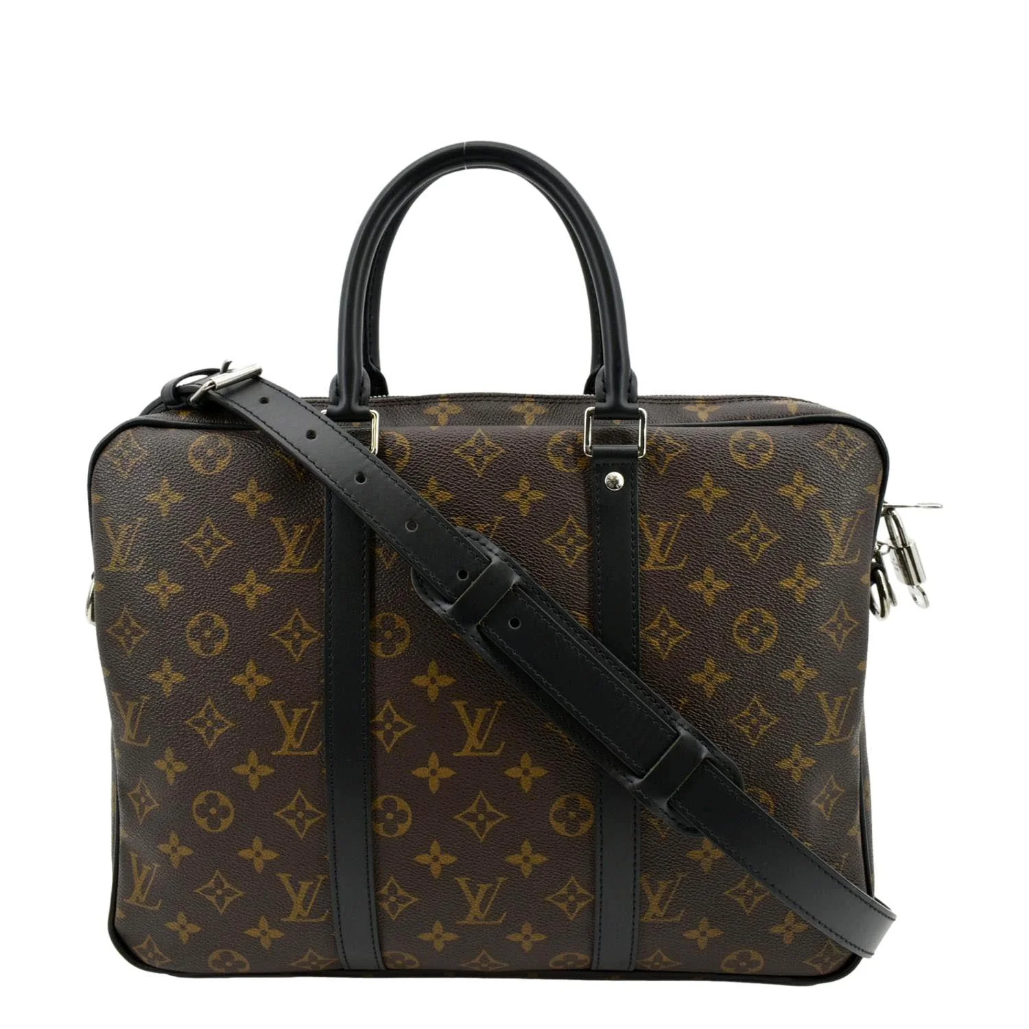 LOUIS VUITTON Porte Documents Voyage Monogram Canvas Briefcase Bag Brown - Image 3