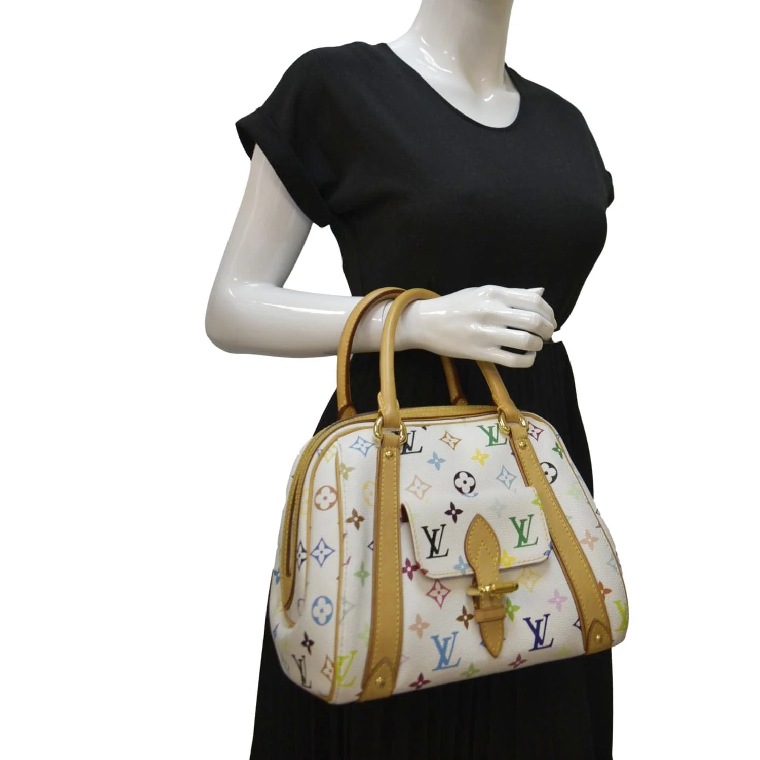 LOUIS VUITTON Priscilla Monogram Multicolore Canvas Satchel Bag White - Image 2
