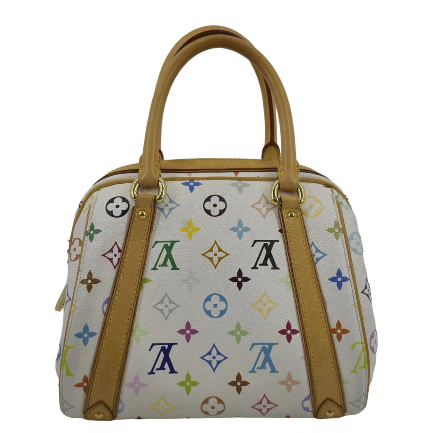 LOUIS VUITTON Priscilla Monogram Multicolore Canvas Satchel Bag White - Image 3