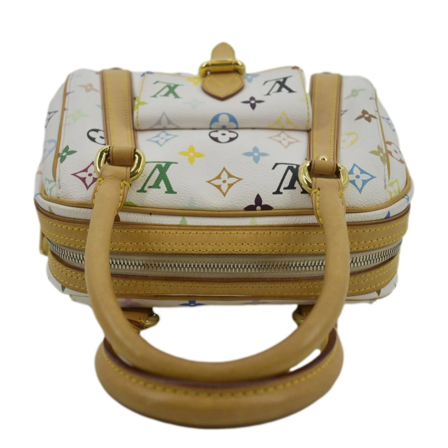 LOUIS VUITTON Priscilla Monogram Multicolore Canvas Satchel Bag White - Image 4