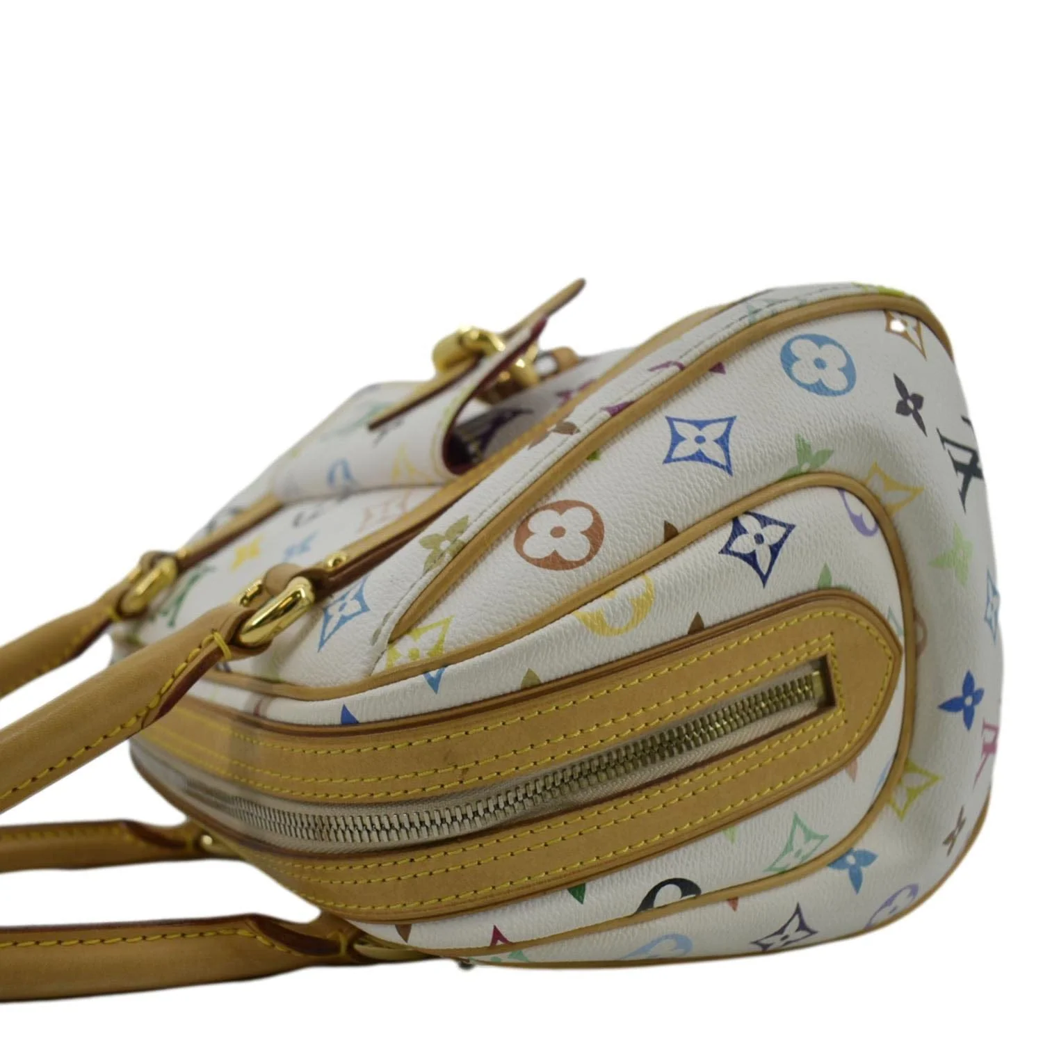 LOUIS VUITTON Priscilla Monogram Multicolore Canvas Satchel Bag White - Image 6