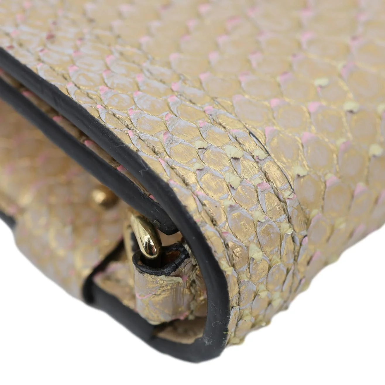 LOUIS VUITTON Trunk Python Leather Chain Wallet Shoulder Bag Pink - Image 5