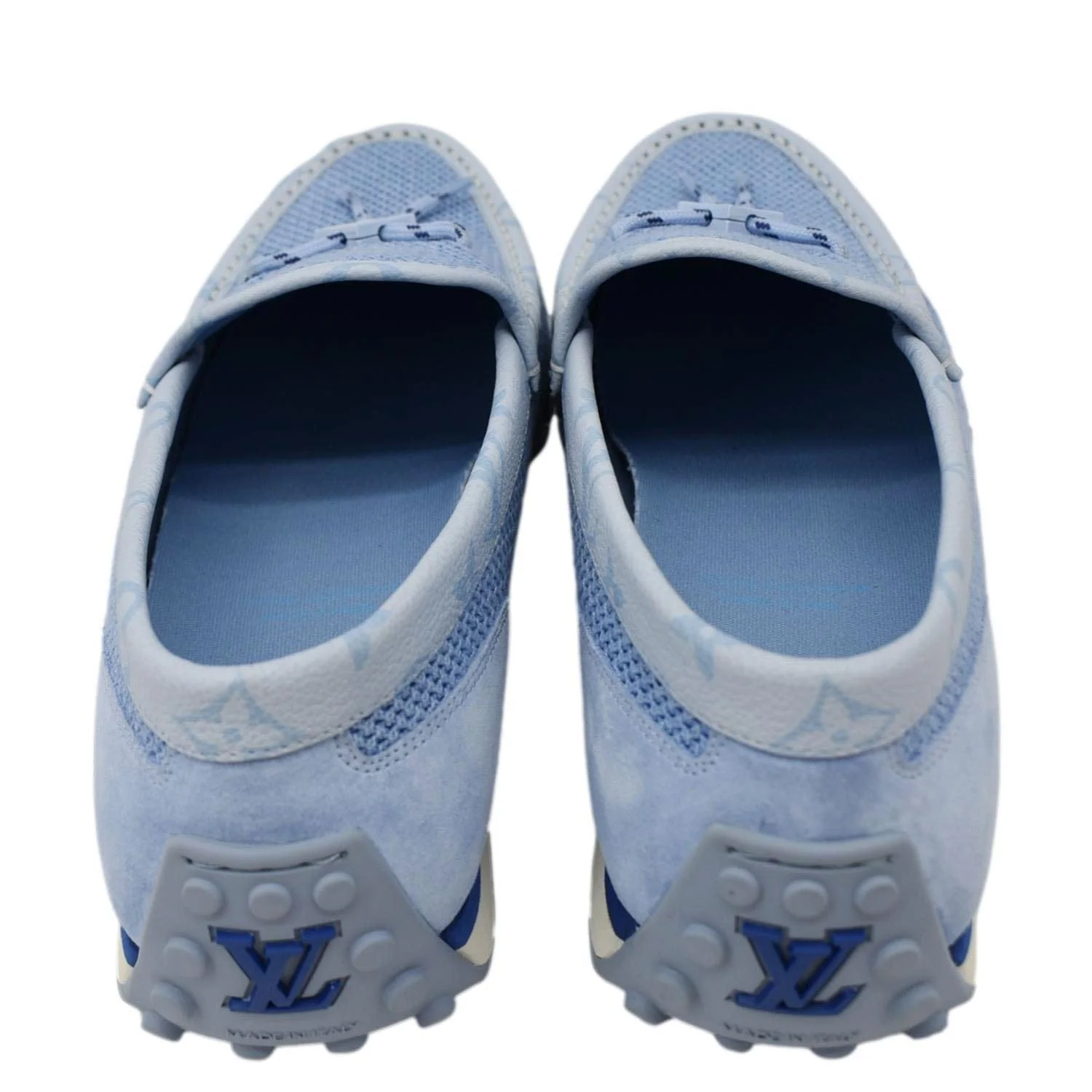 LOUIS VUITTON LV Racer Moccasin Perforated Leather Loafers Light Blue US 10.5 - Image 3