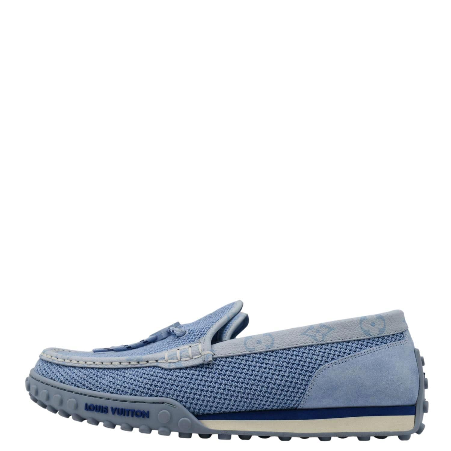 LOUIS VUITTON LV Racer Moccasin Perforated Leather Loafers Light Blue US 10.5 - Image 6