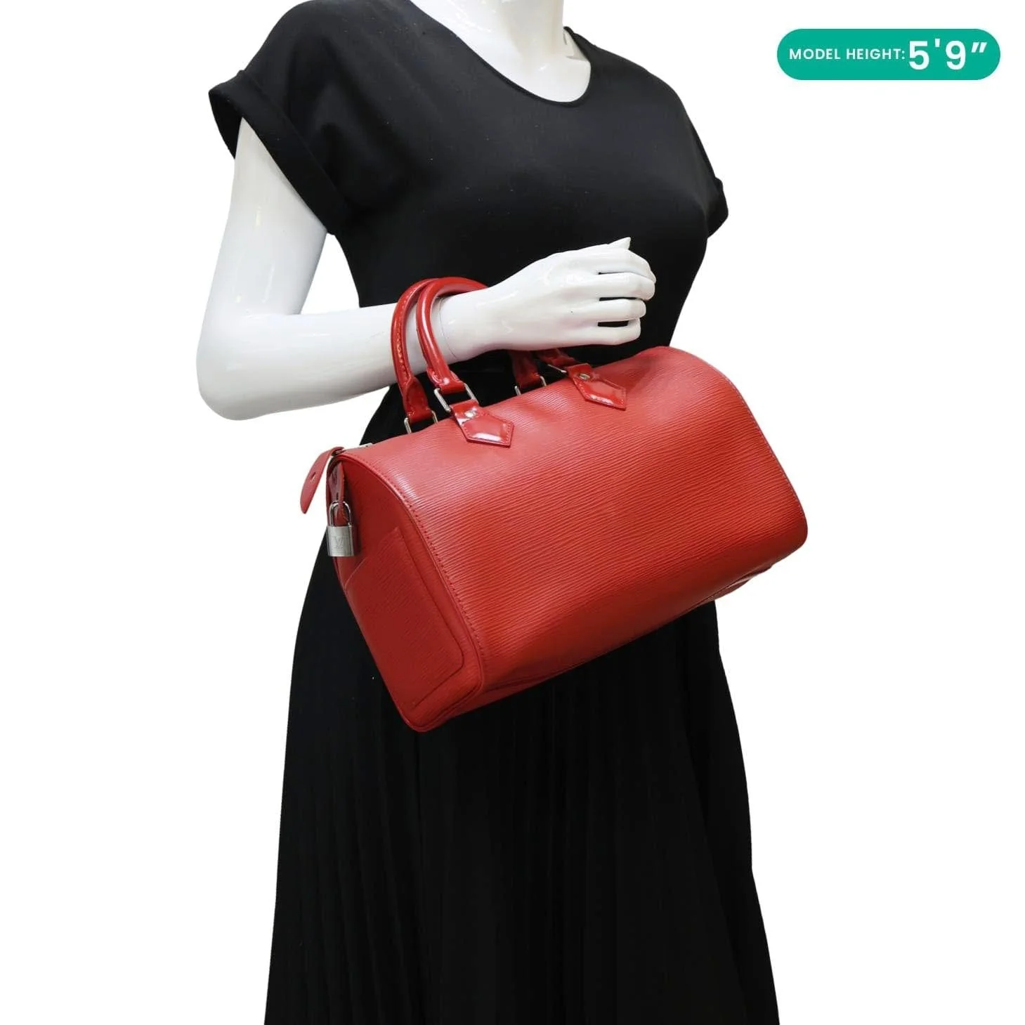 LOUIS VUITTON Speedy 25 Epi Leather Satchel Bag Red - Image 2