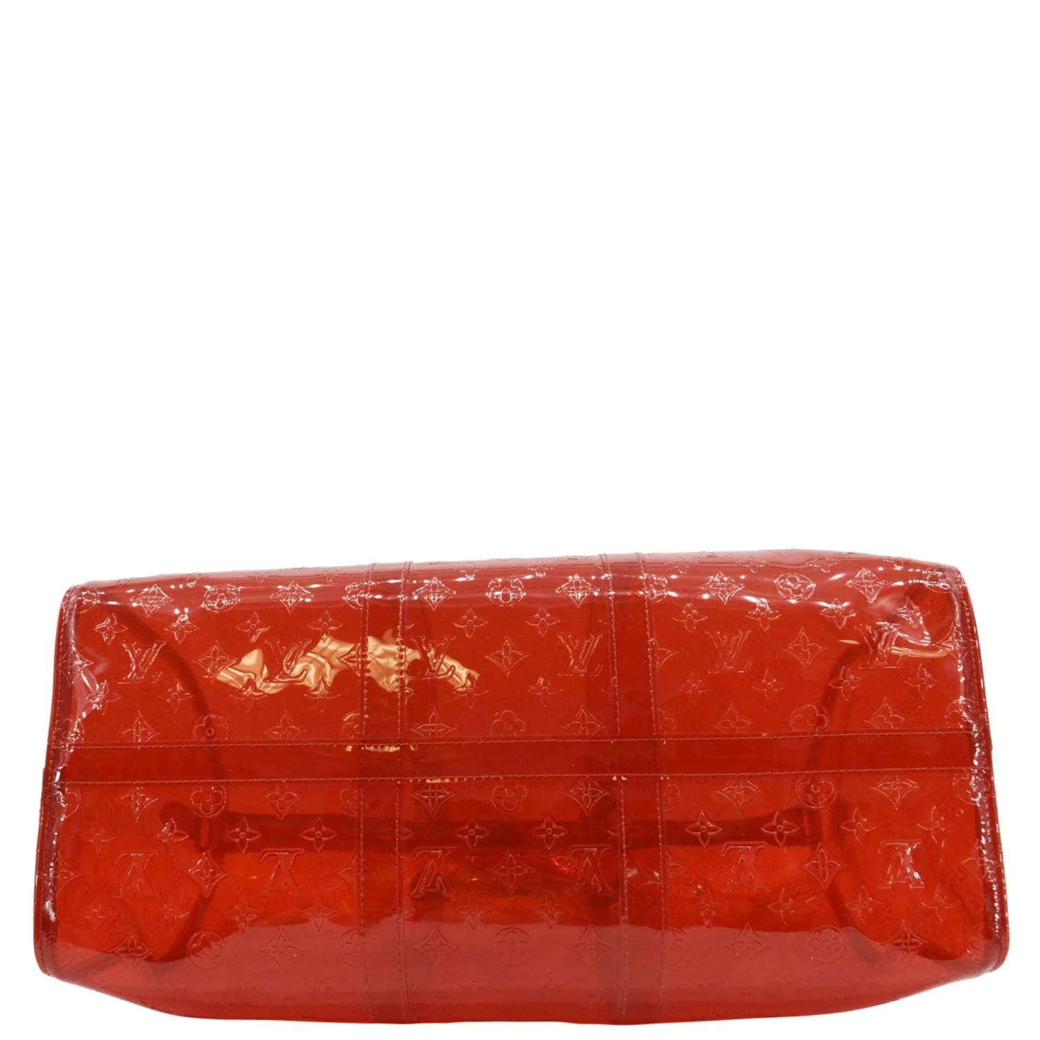 LOUIS VUITTON Keepall 50 Bandouliere Transparent PVC Travel Bag Red - Image 10