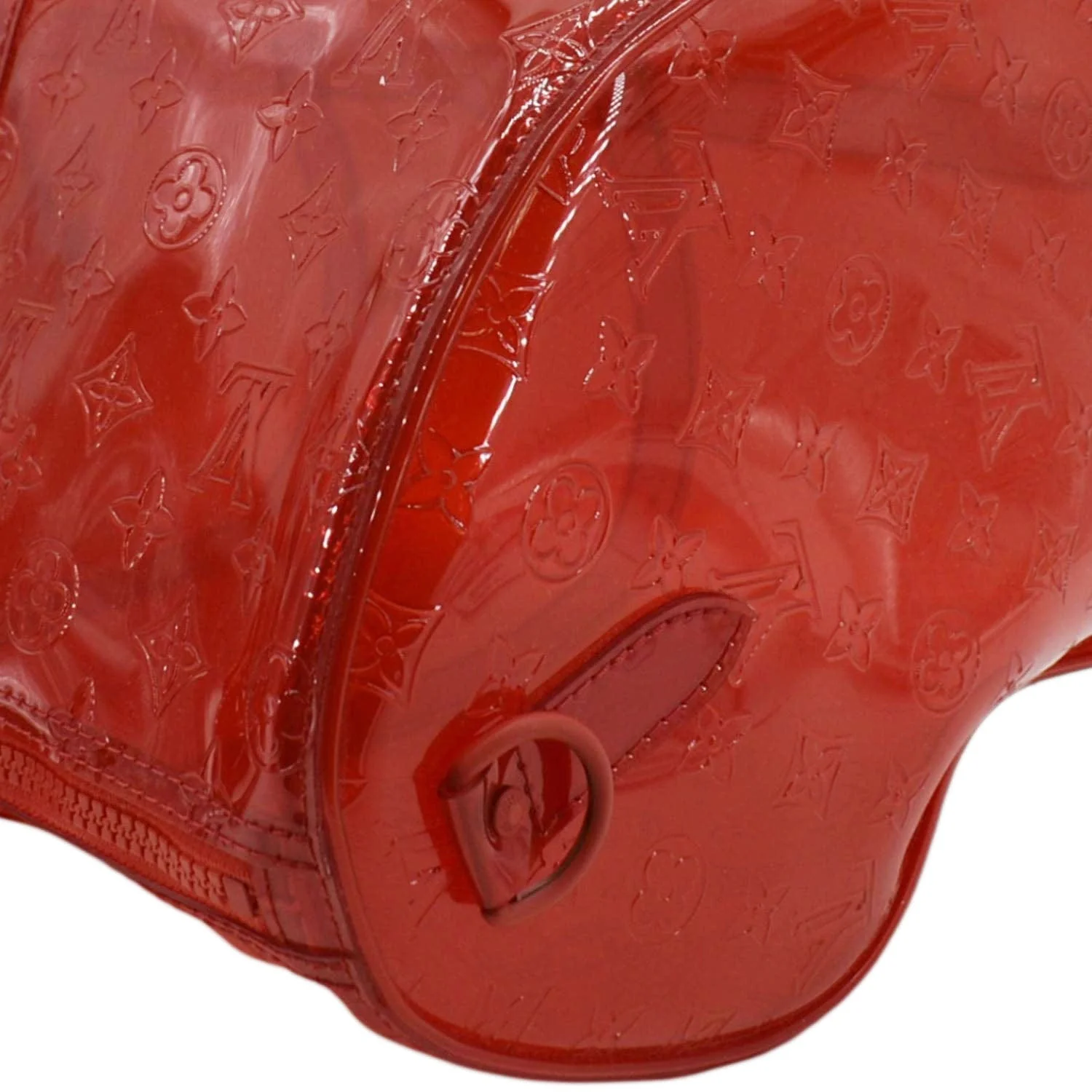 LOUIS VUITTON Keepall 50 Bandouliere Transparent PVC Travel Bag Red - Image 7