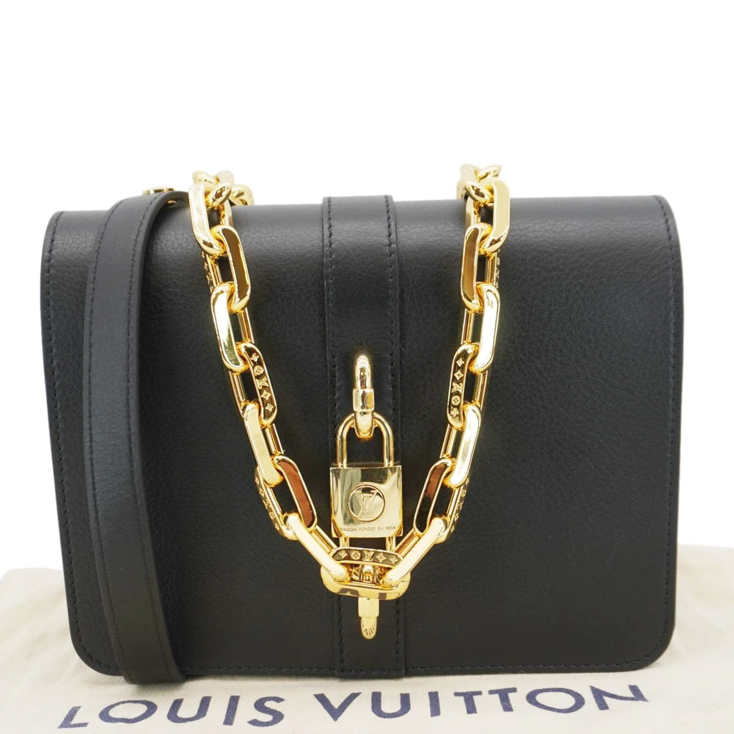 LOUIS VUITTON Rendez Vous Calfskin Leather Crossbody Bag Black - Image 3