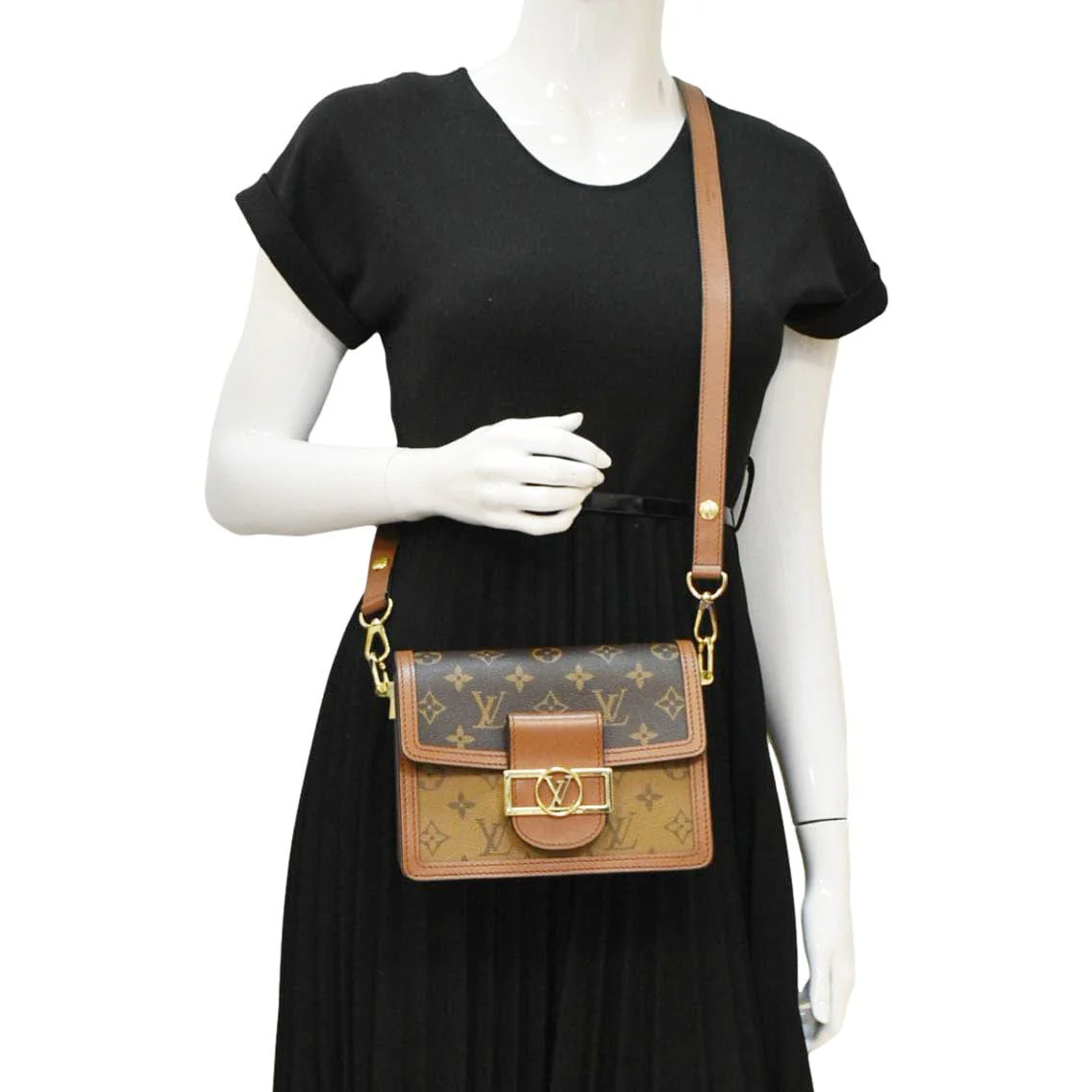 LOUIS VUITTON Dauphine Mini Monogram Reverse Canvas Shoulder Bag Brown - Image 2
