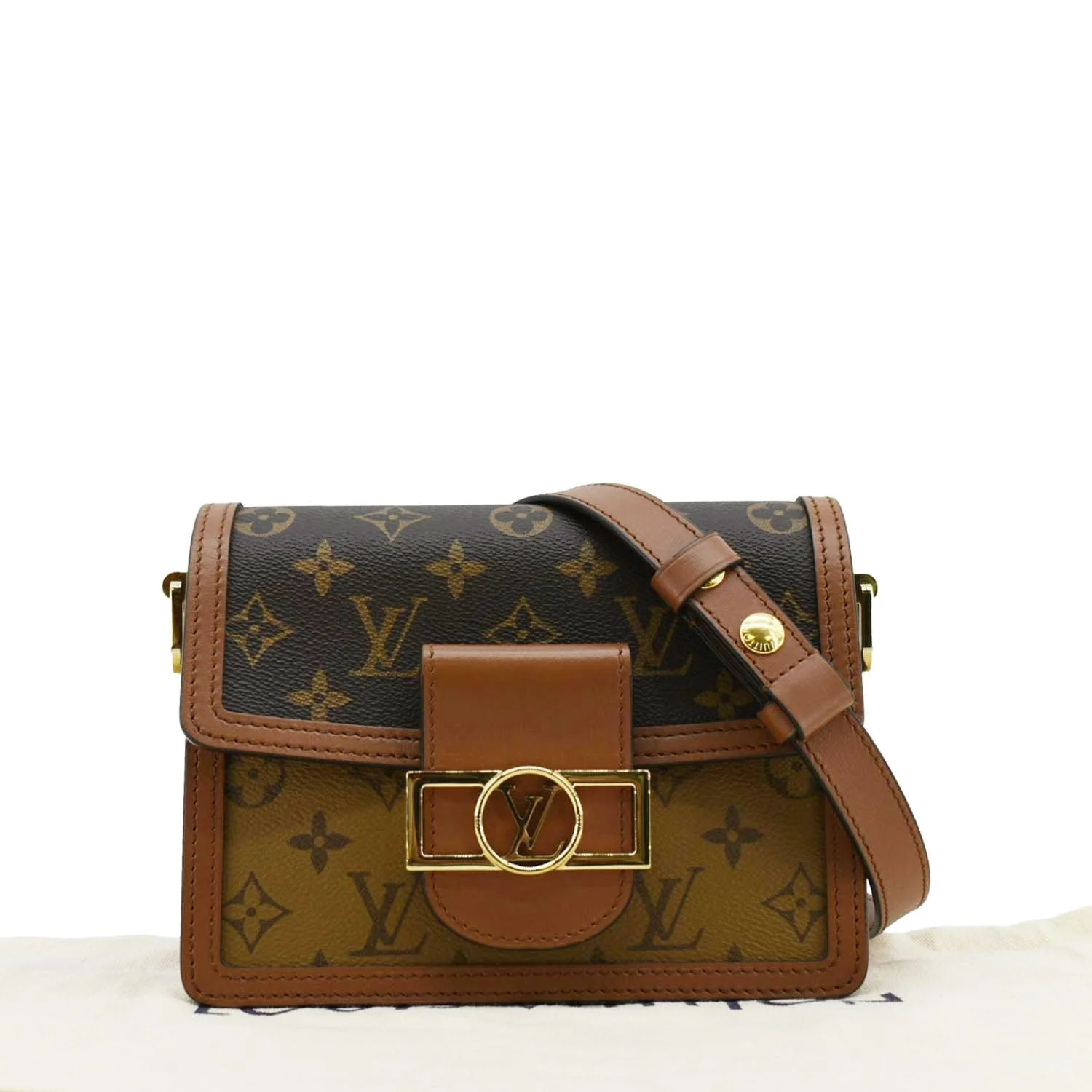 LOUIS VUITTON Dauphine Mini Monogram Reverse Canvas Shoulder Bag Brown - Image 3