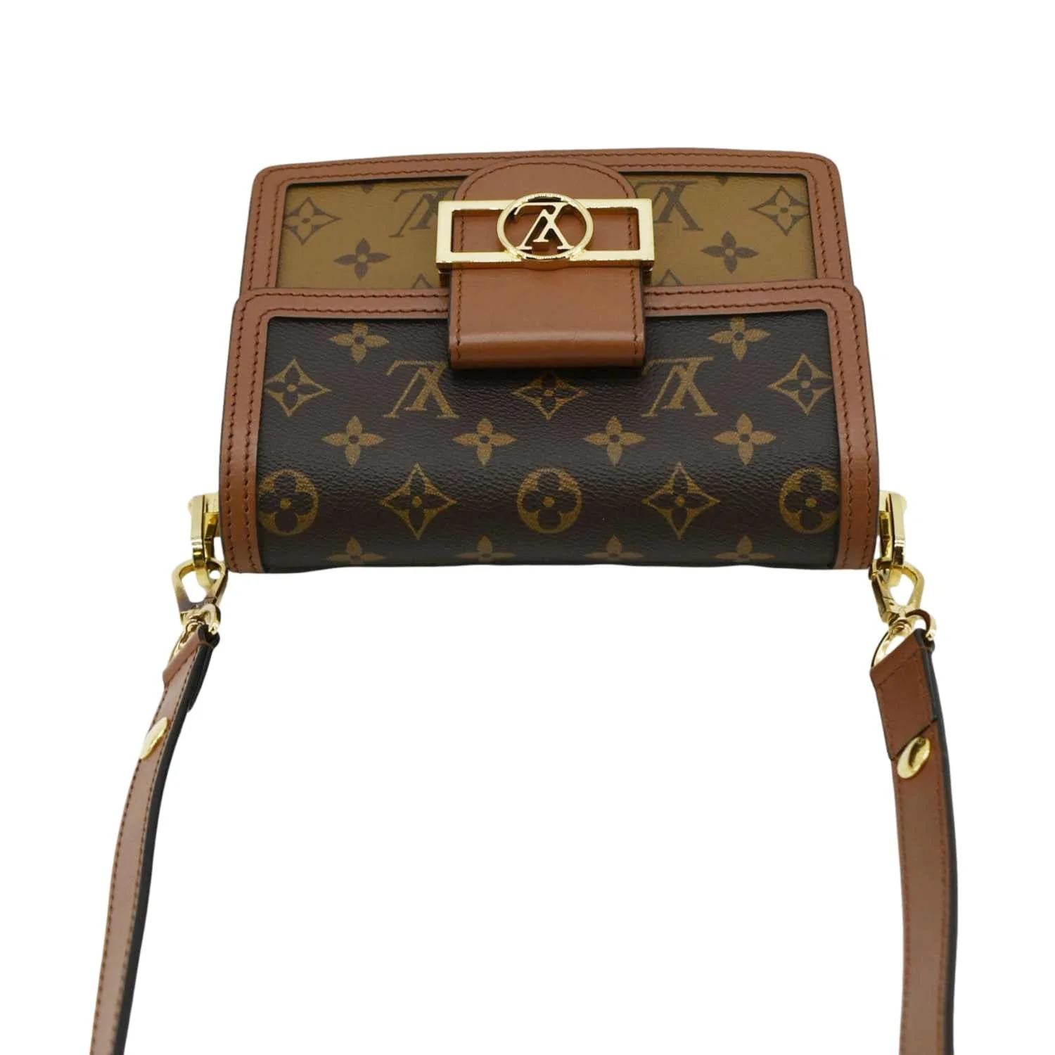 LOUIS VUITTON Dauphine Mini Monogram Reverse Canvas Shoulder Bag Brown - Image 4
