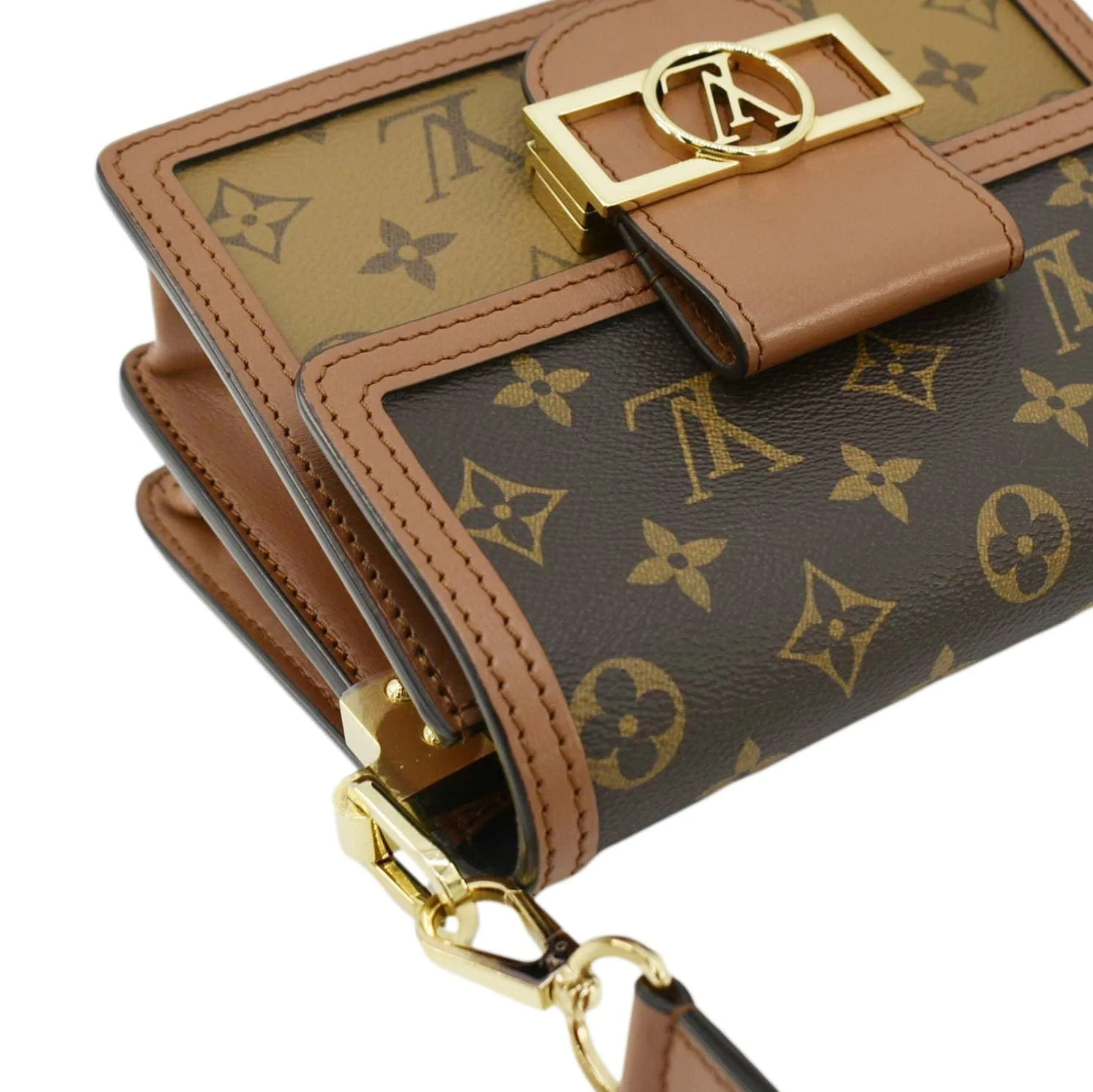 LOUIS VUITTON Dauphine Mini Monogram Reverse Canvas Shoulder Bag Brown - Image 6