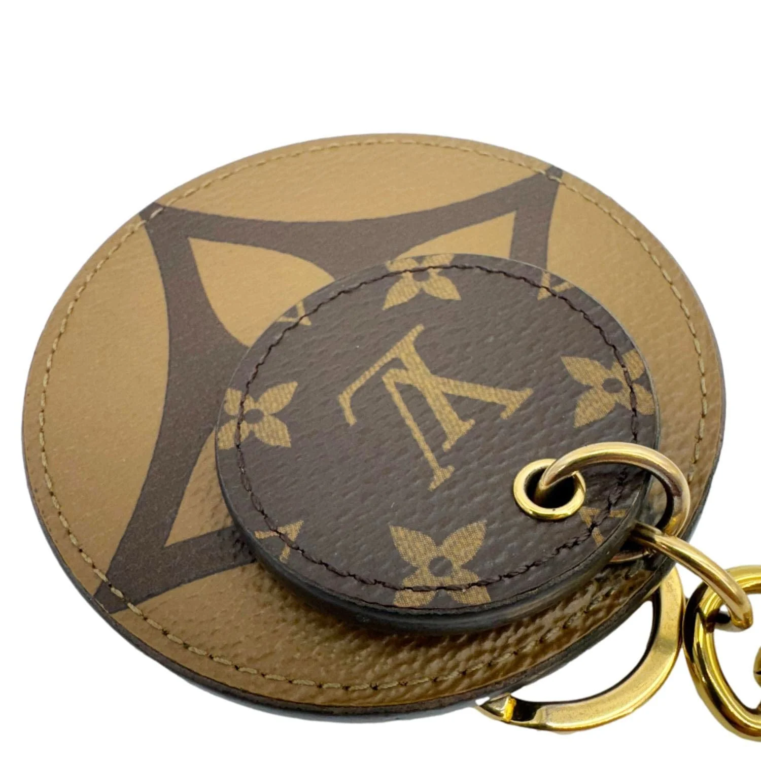 LOUIS VUITTON Reverse Monogram Canvas Round Charm Key Holder Brown - Image 6