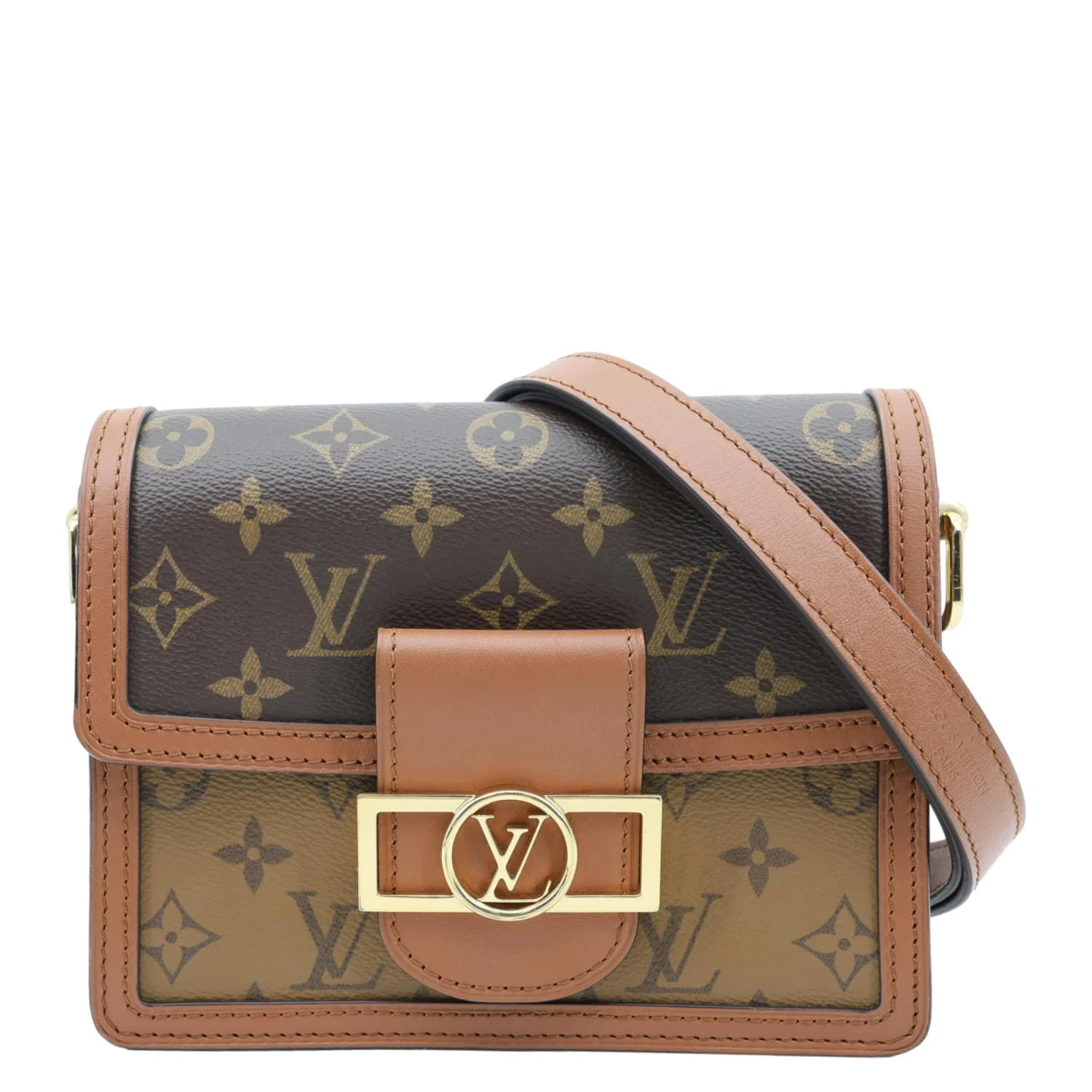 LOUIS VUITTON Dauphine Mini Monogram Reverse Canvas Shoulder Bag Brown