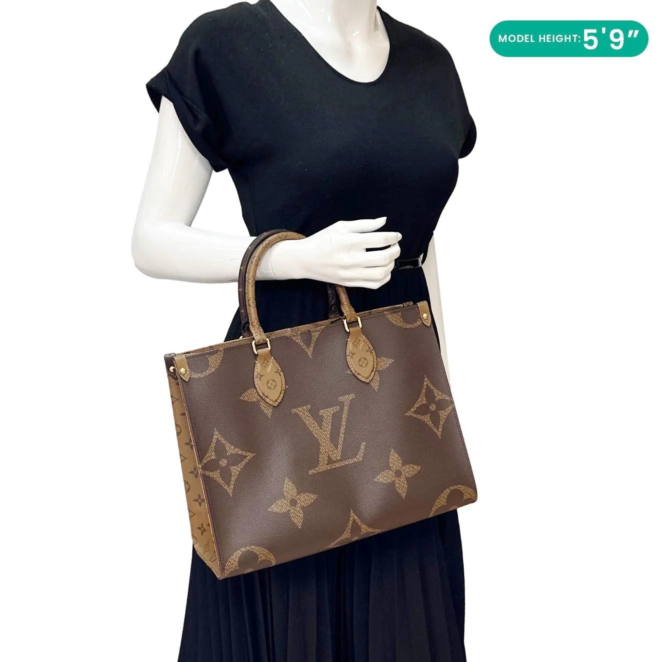 LOUIS VUITTON Onthego MM Giant Monogram Reverse Canvas Tote Bag Brown - Image 2
