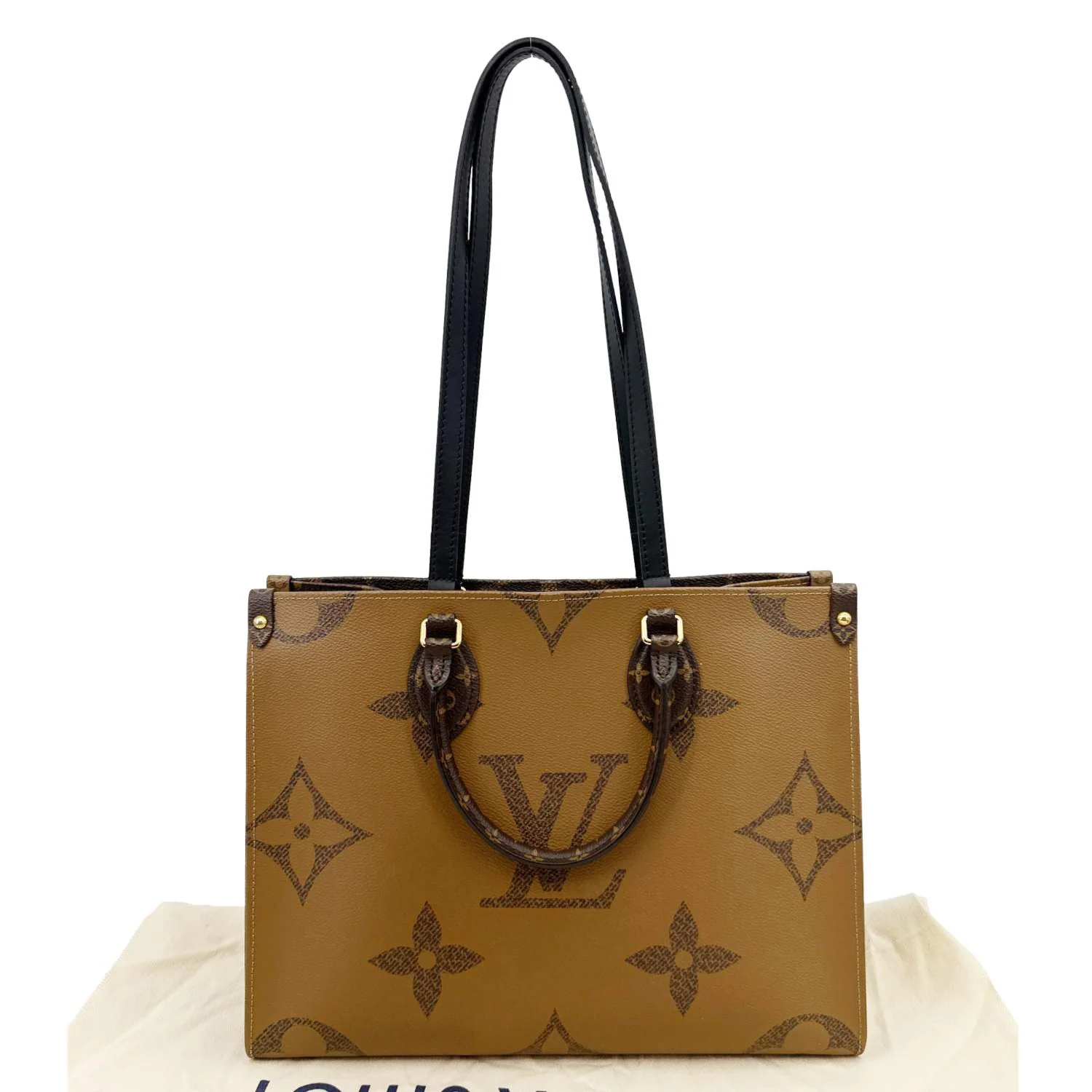 LOUIS VUITTON Onthego MM Giant Monogram Reverse Canvas Tote Bag Brown - Image 3