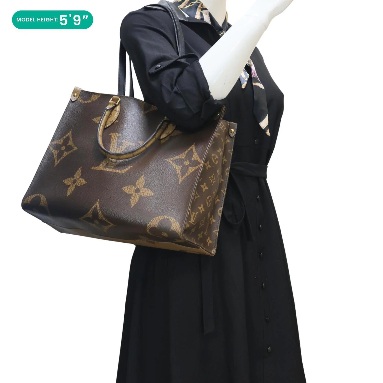LOUIS VUITTON Onthego MM Giant Monogram Reverse Canvas Tote Bag Brown - Image 2