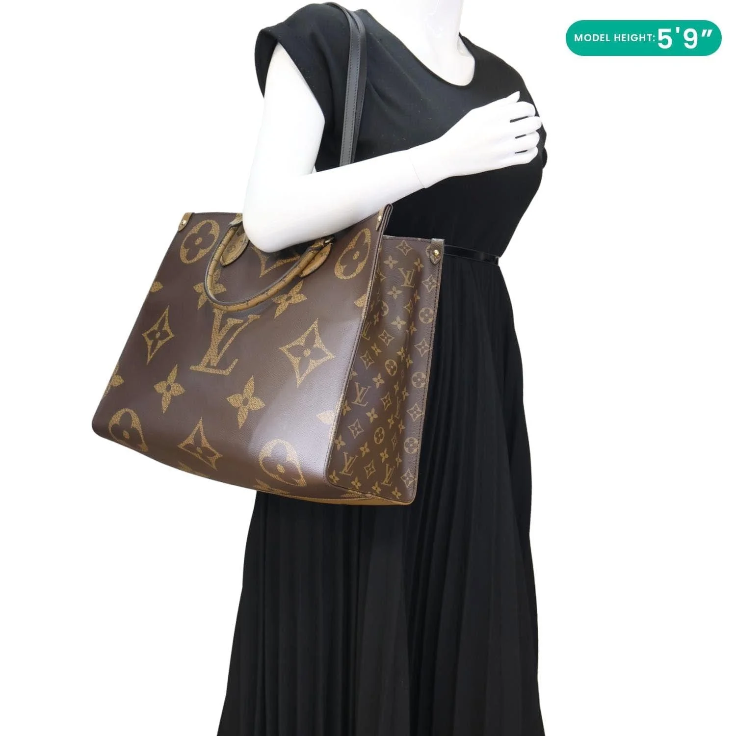 LOUIS VUITTON Onthego GM Giant Monogram Reverse Canvas Tote Bag Brown - Image 2