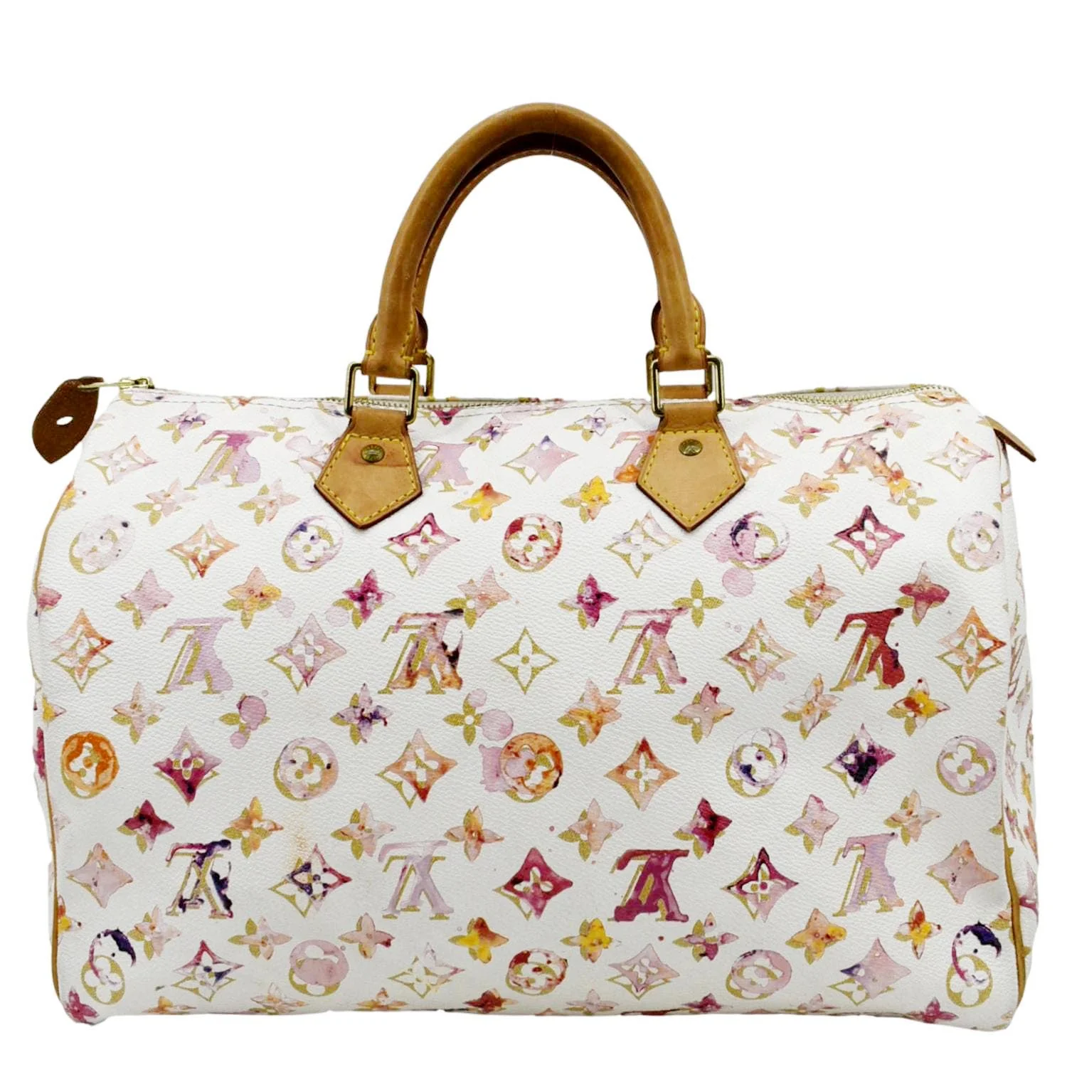 LOUIS VUITTON Richard Prince Watercolor Aquarelle Speedy 35 Monogram Satchel Bag Multicolor - Image 3