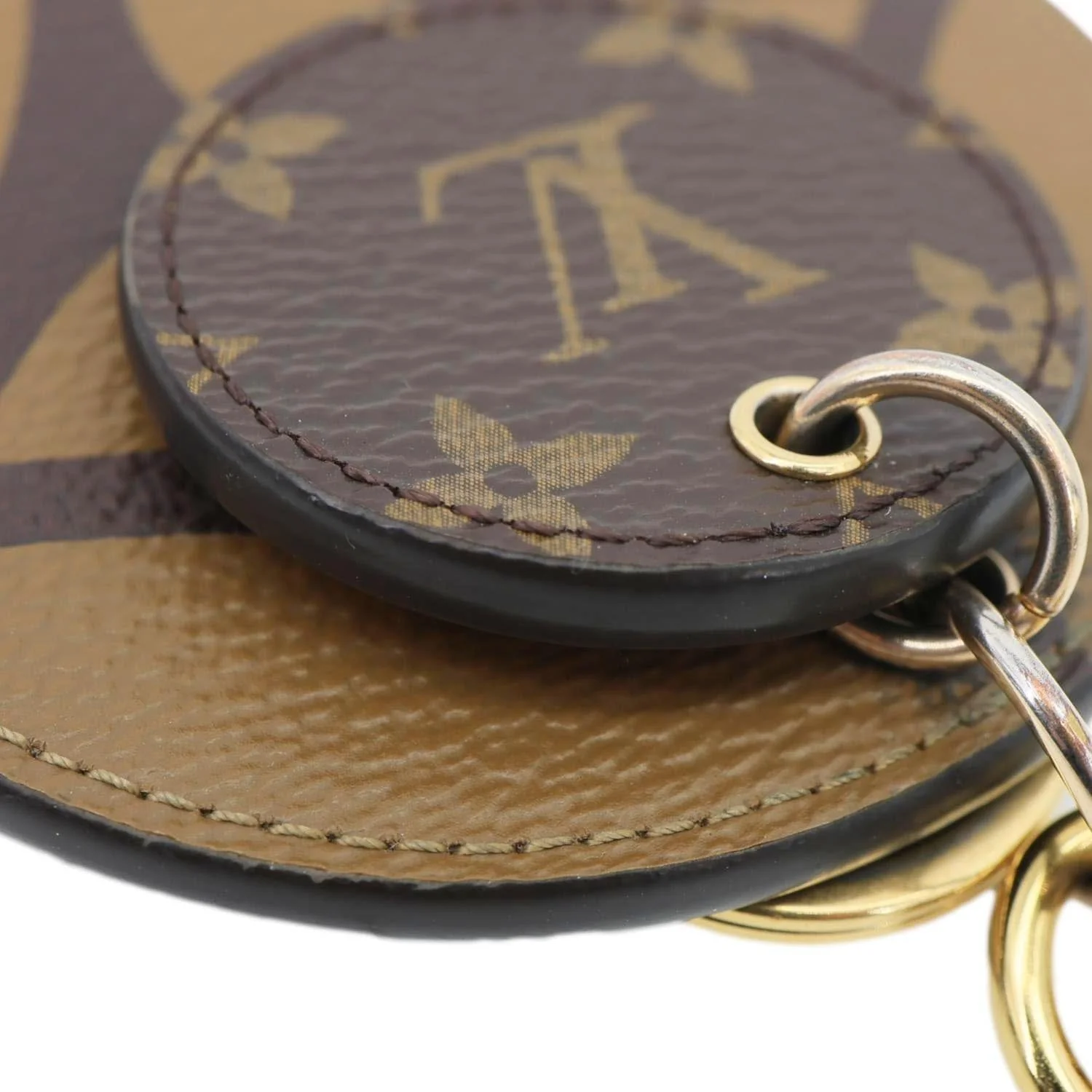 LOUIS VUITTON Reverse Monogram Canvas Round Charm Key Holder Brown - Image 5