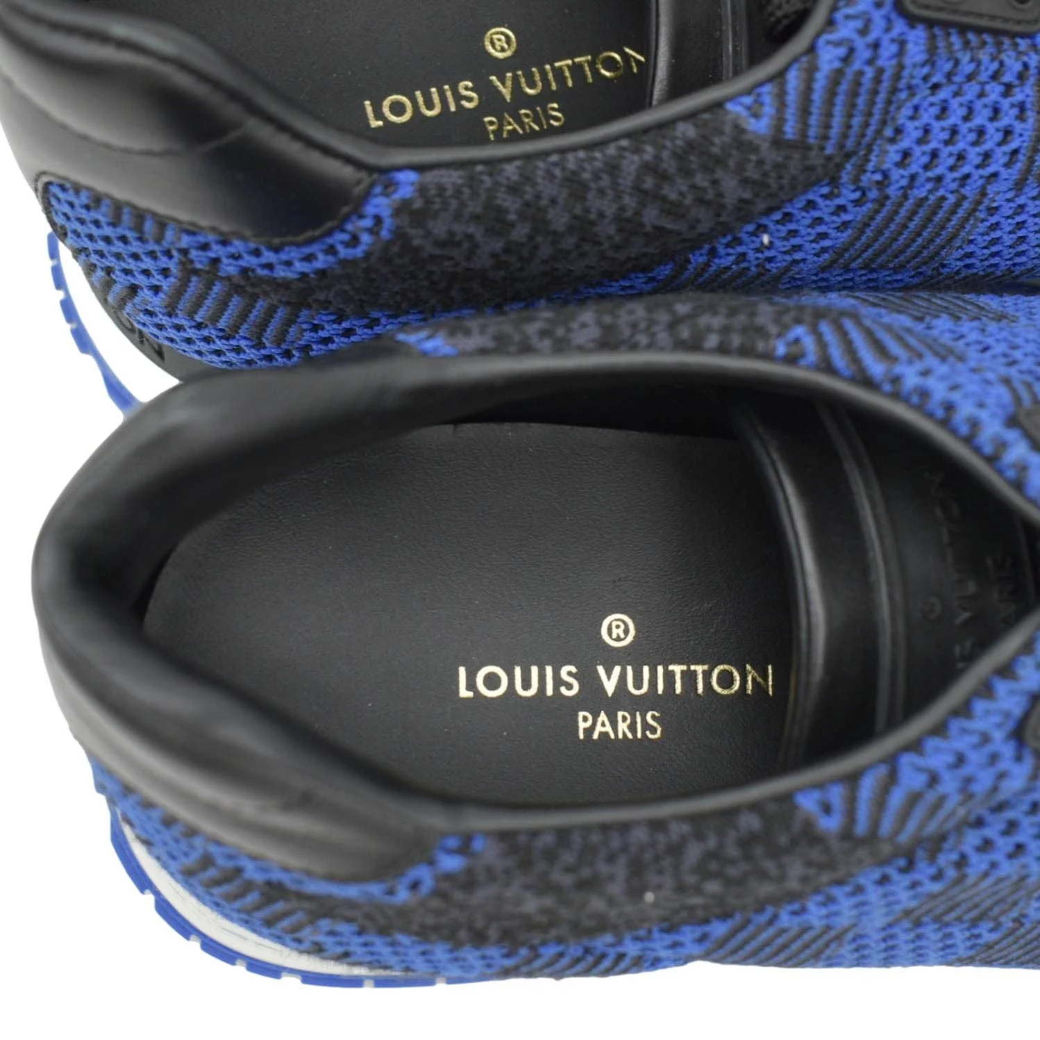 LOUIS VUITTON Runaway Trainer Damier Leather Sneakers Blue US 6 - Image 9