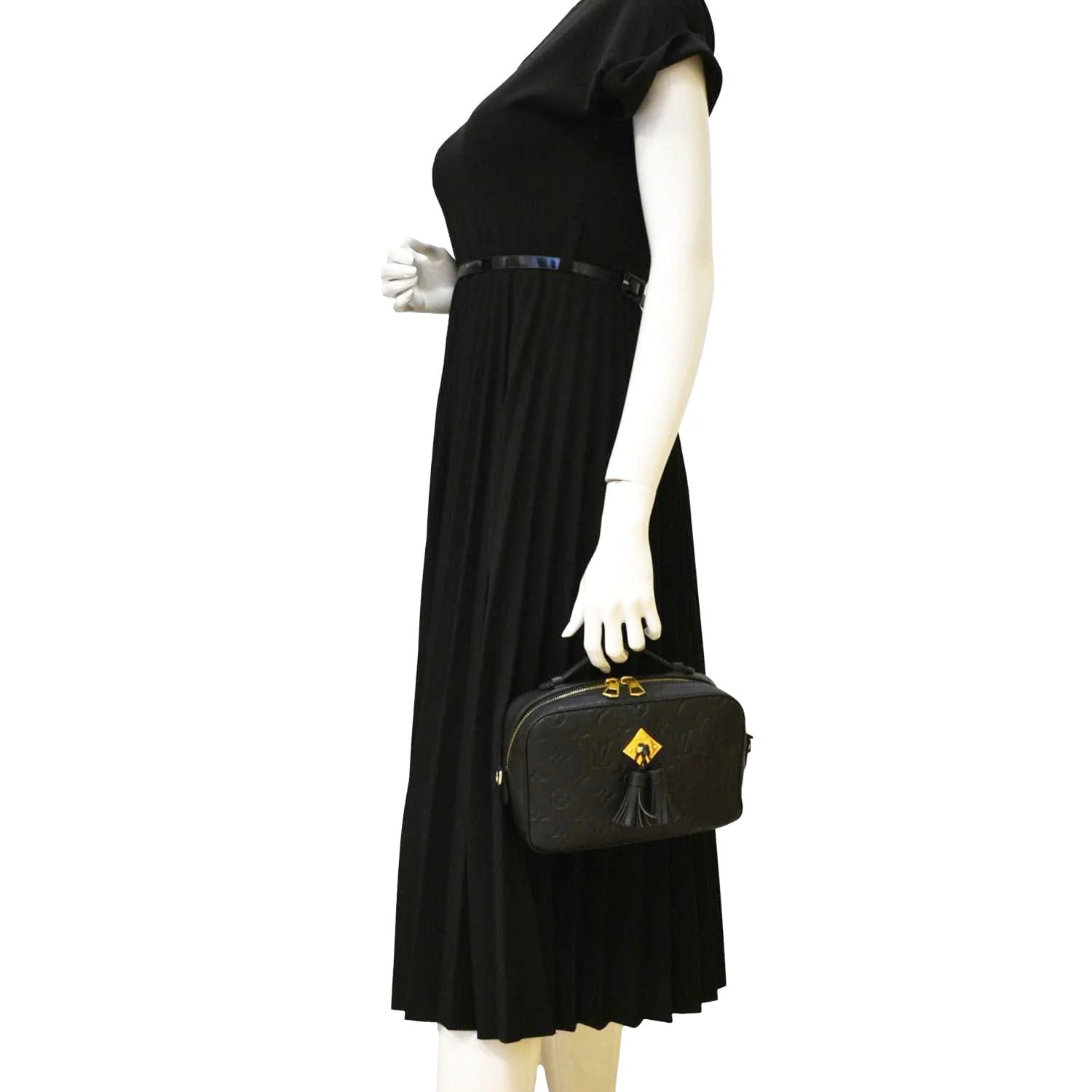 LOUIS VUITTON Saintonge Monogram Empreinte Leather Top Handle Satchel Bag Black - Image 2