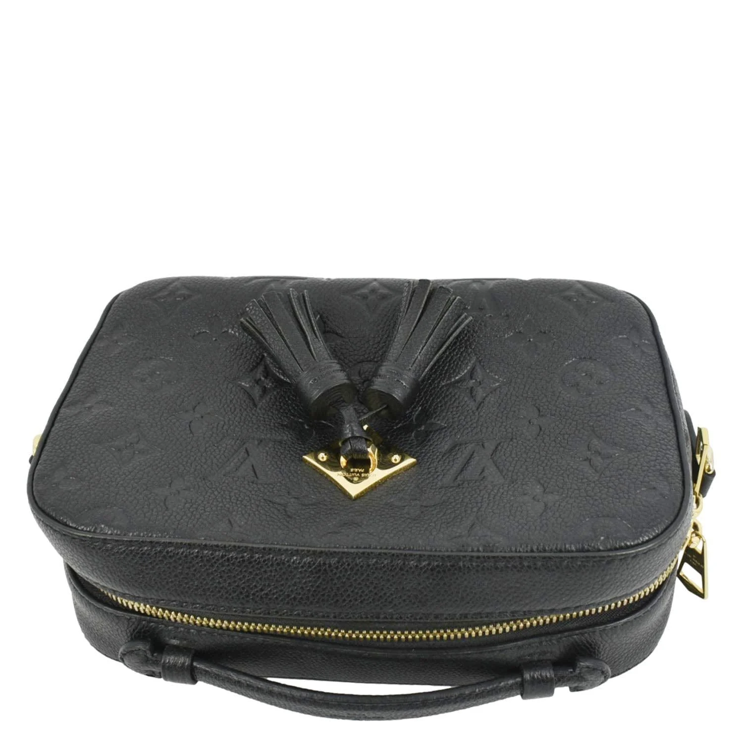 LOUIS VUITTON Saintonge Monogram Empreinte Leather Top Handle Satchel Bag Black - Image 4