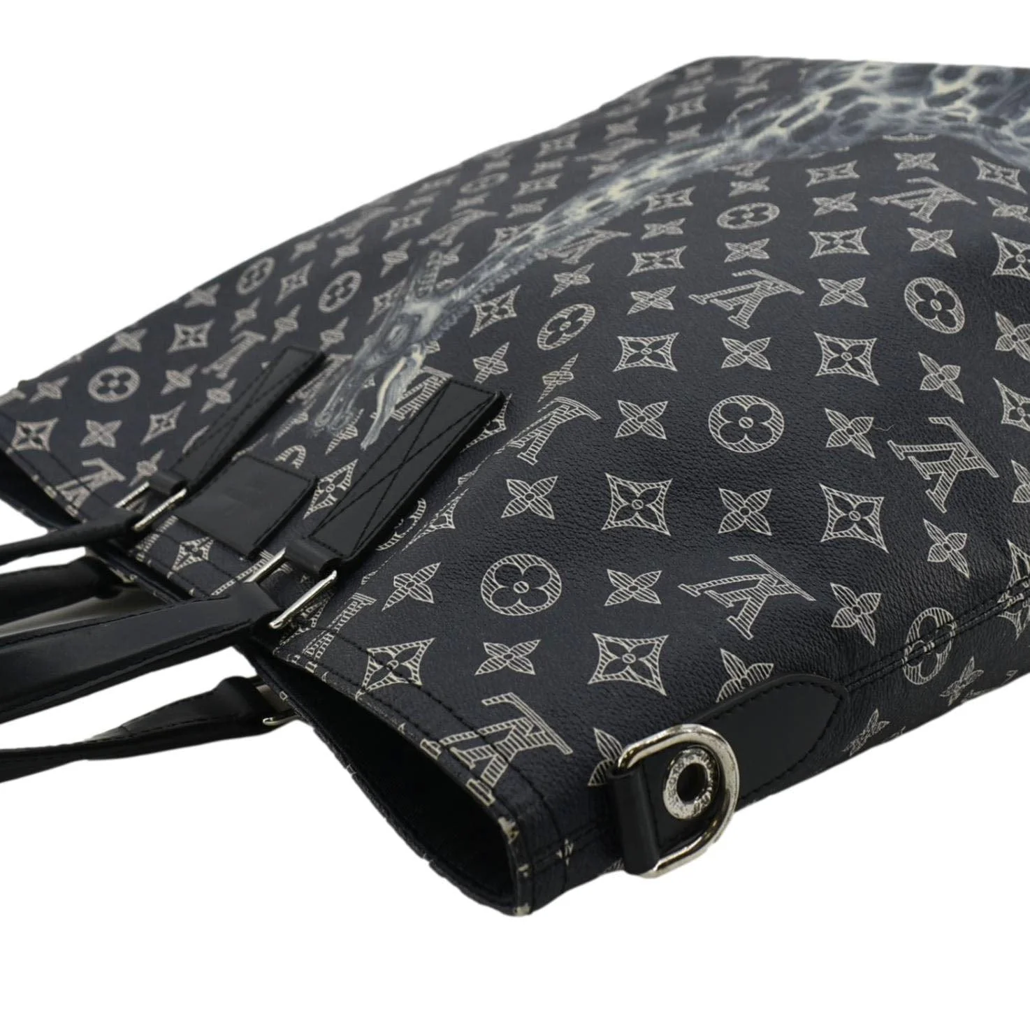LOUIS VUITTON Savane Monogram Chapman Canvas Atlas Tote Bag Navy Blue - Image 6