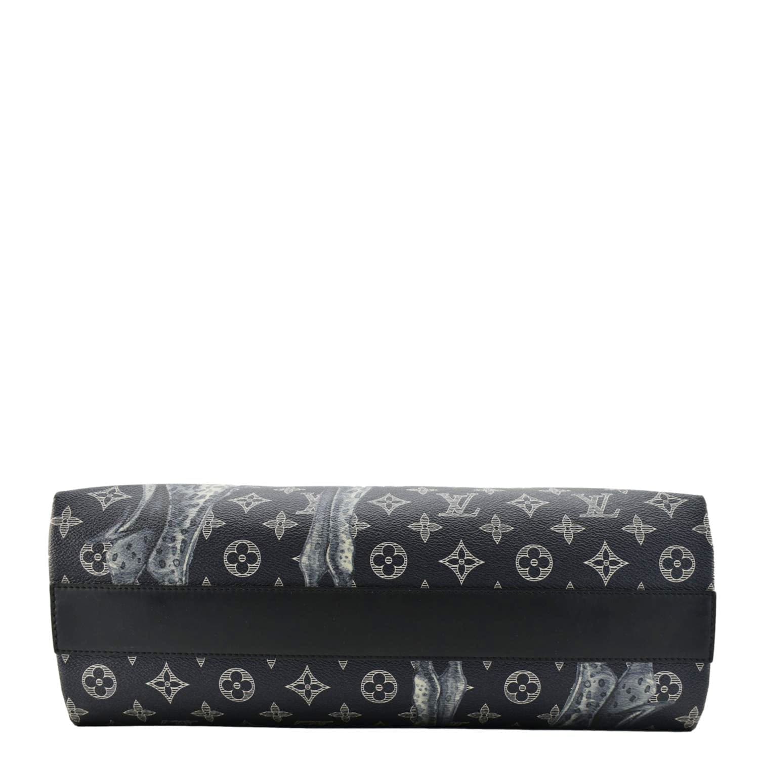 LOUIS VUITTON Savane Monogram Chapman Canvas Atlas Tote Bag Navy Blue - Image 9