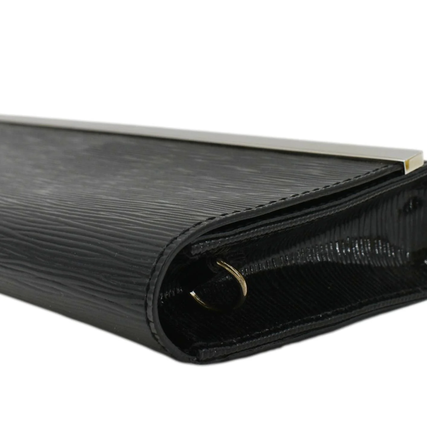 LOUIS VUITTON Sevigne Electric Patent Epi Leather Clutch Shoulder Bag Black - Image 6
