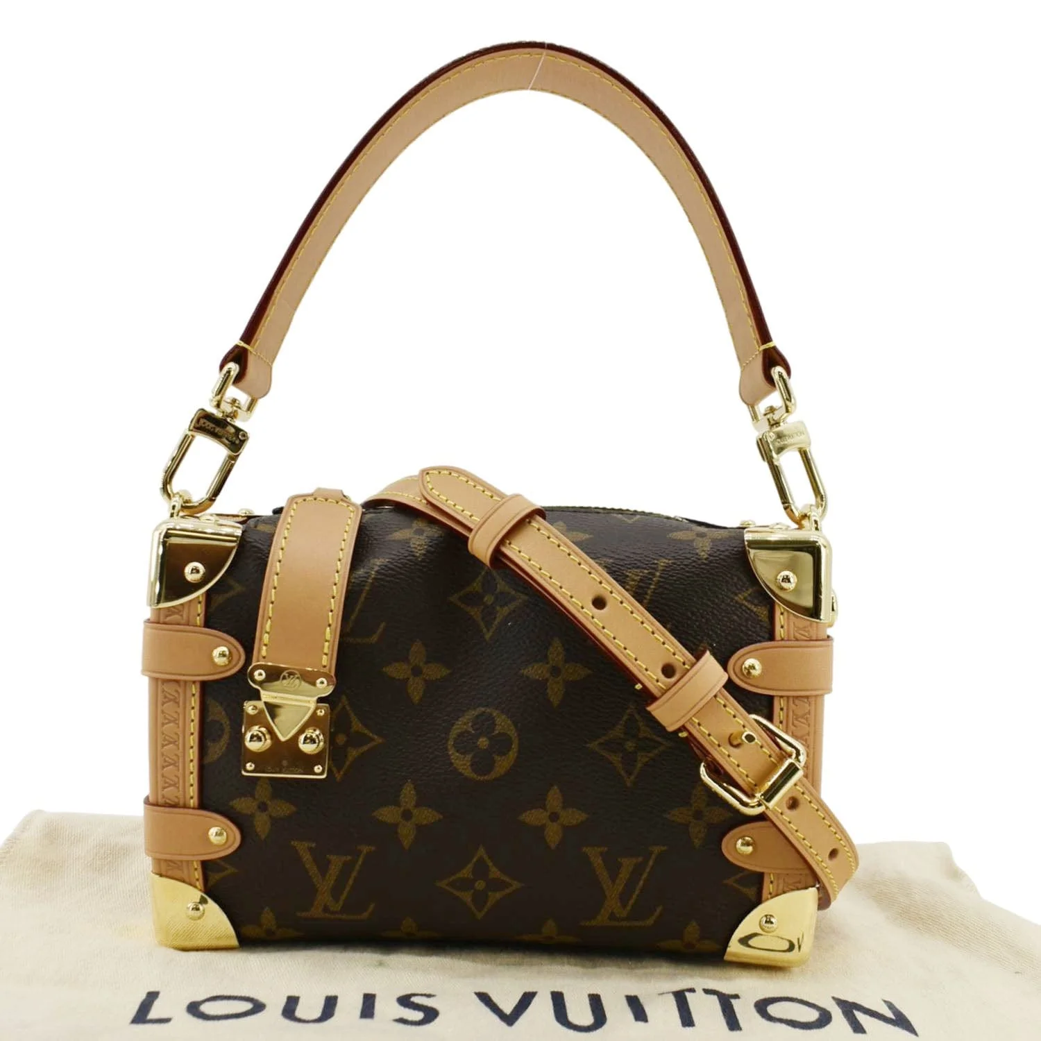 LOUIS VUITTON Side Trunk PM Monogram Canvas Tote Shoulder Bag Brown - Image 3