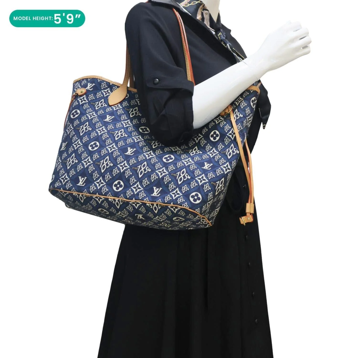 LOUIS VUITTON Neverfull MM Monogram Jacquard Since 1854 Canvas Tote Bag Blue - Image 2