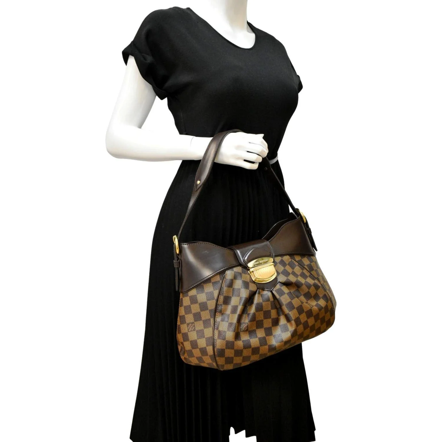 LOUIS VUITTON Sistina MM Damier Ebene Shoulder Bag Brown - Image 2