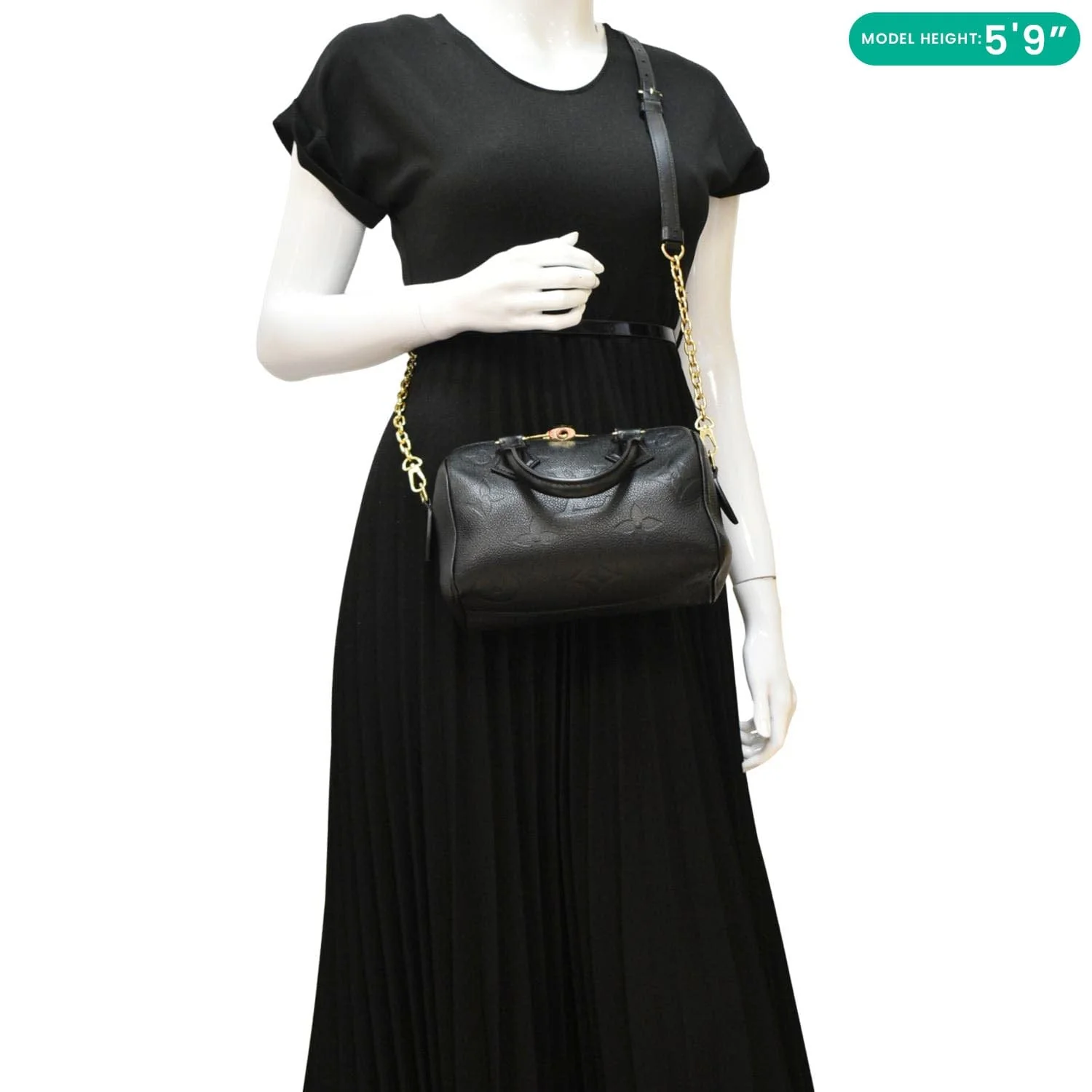 LOUIS VUITTON Speedy 20 Bandouliere Empreinte Leather Shoulder Bag Black - Image 2