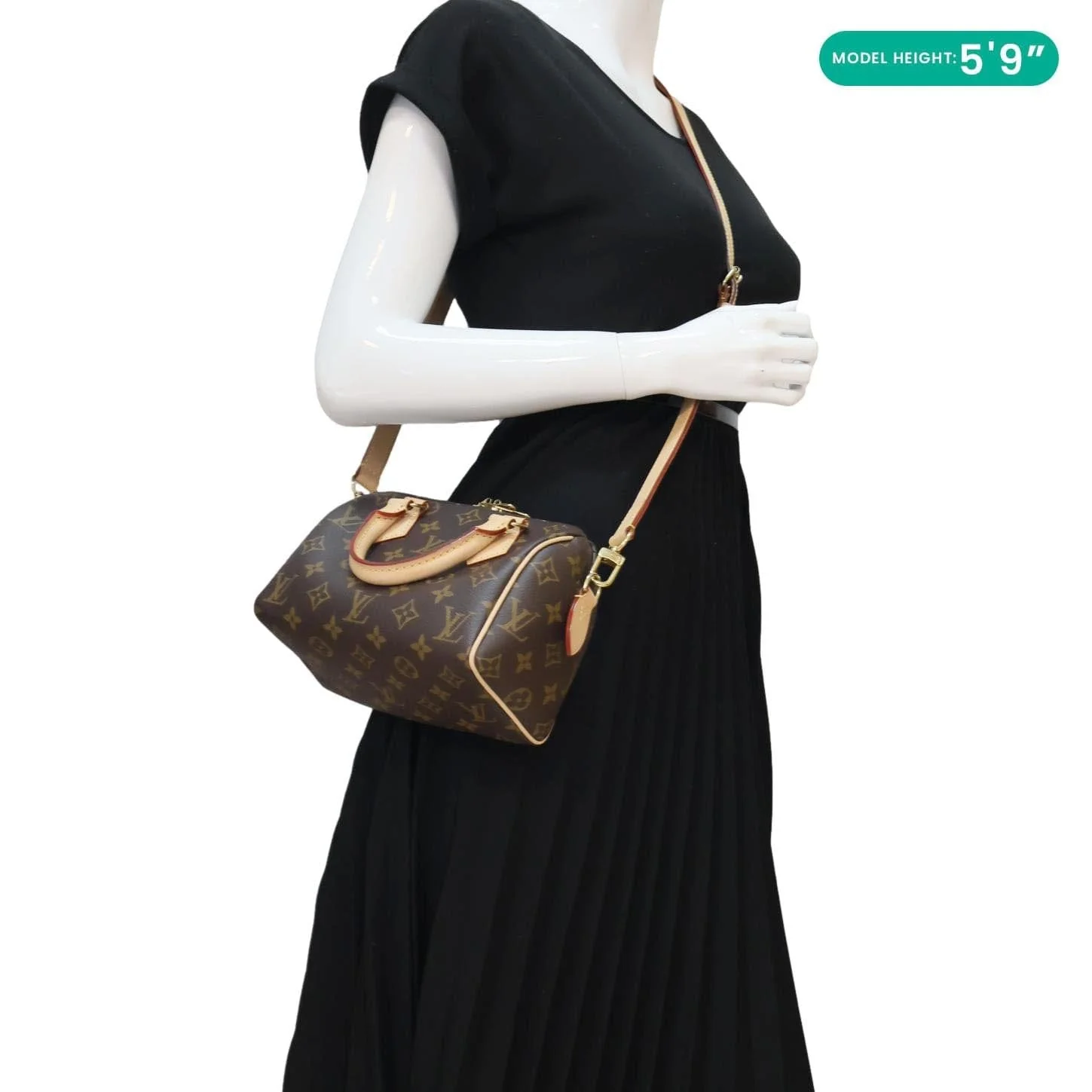 Louis Vuitton Speedy 20 Monogram Canvas Crossbody Bag Brown - Image 2