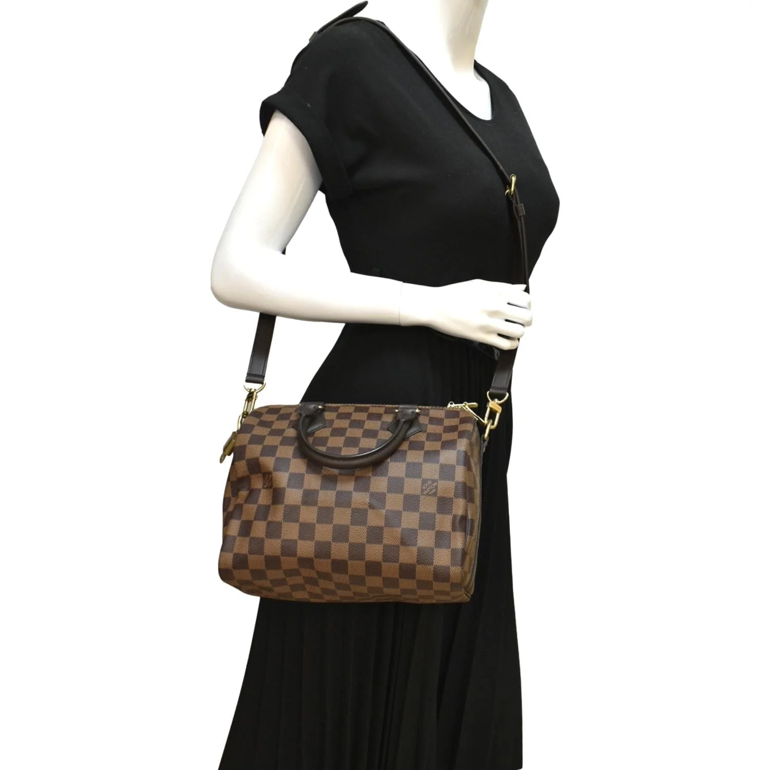 LOUIS VUITTON Speedy 25 Bandouliere Damier Ebene Shoulder Bag Brown - Image 2