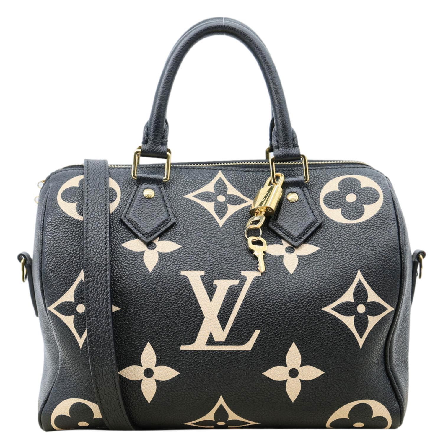 LOUIS VUITTON Speedy 25 Bandouliere Monogram Empreinte Leather Crossbody Bag Bicolor