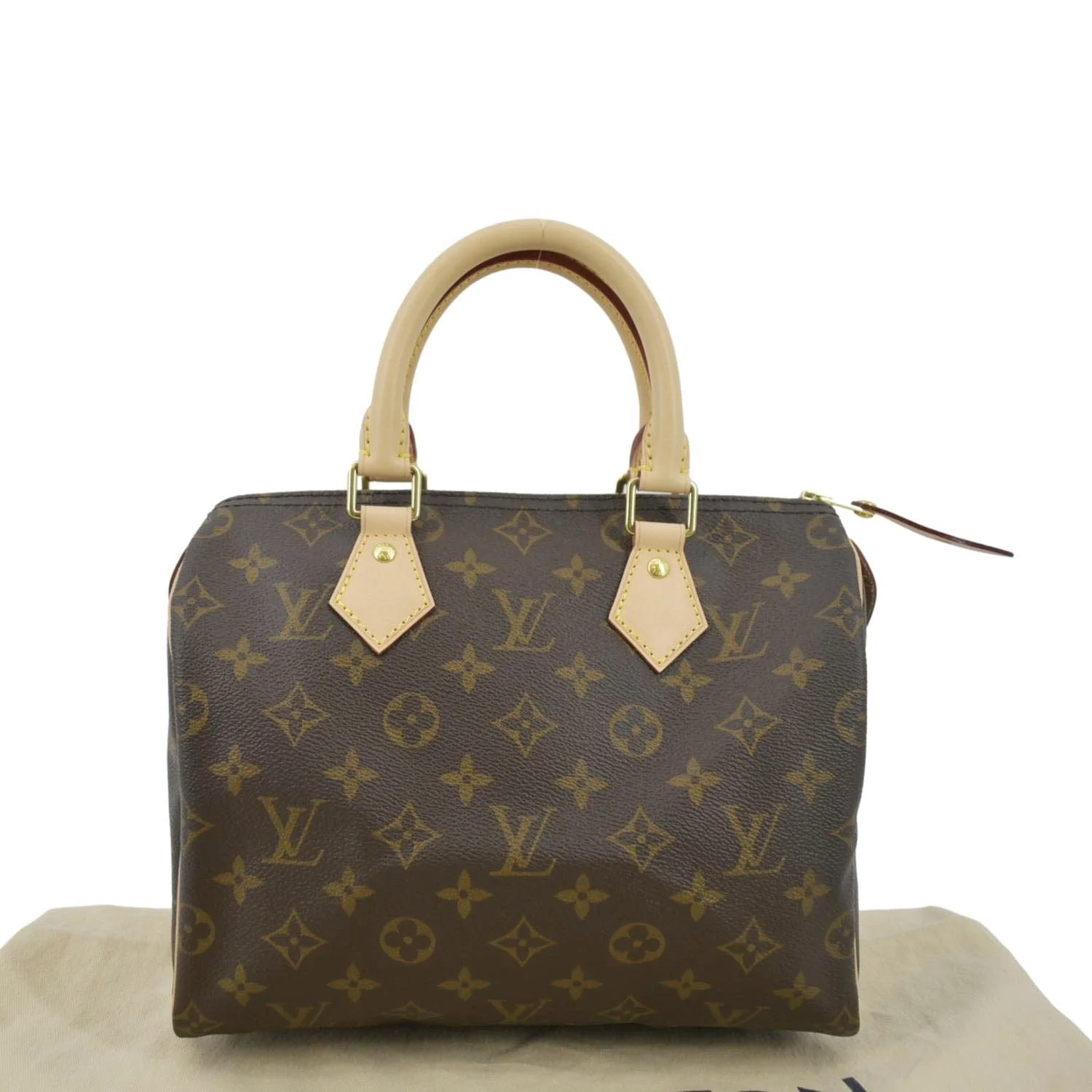 LOUIS VUITTON Speedy 25 Monogram Canvas Satchel Bag Brown - Image 3
