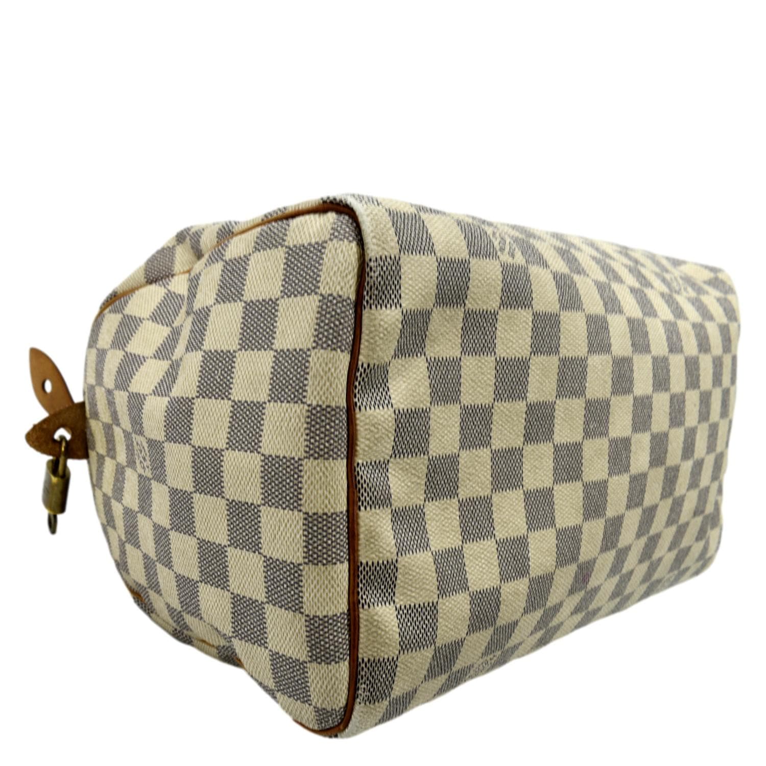 LOUIS VUITTON Speedy 30 Damier Azur Satchel Bag White - Image 7