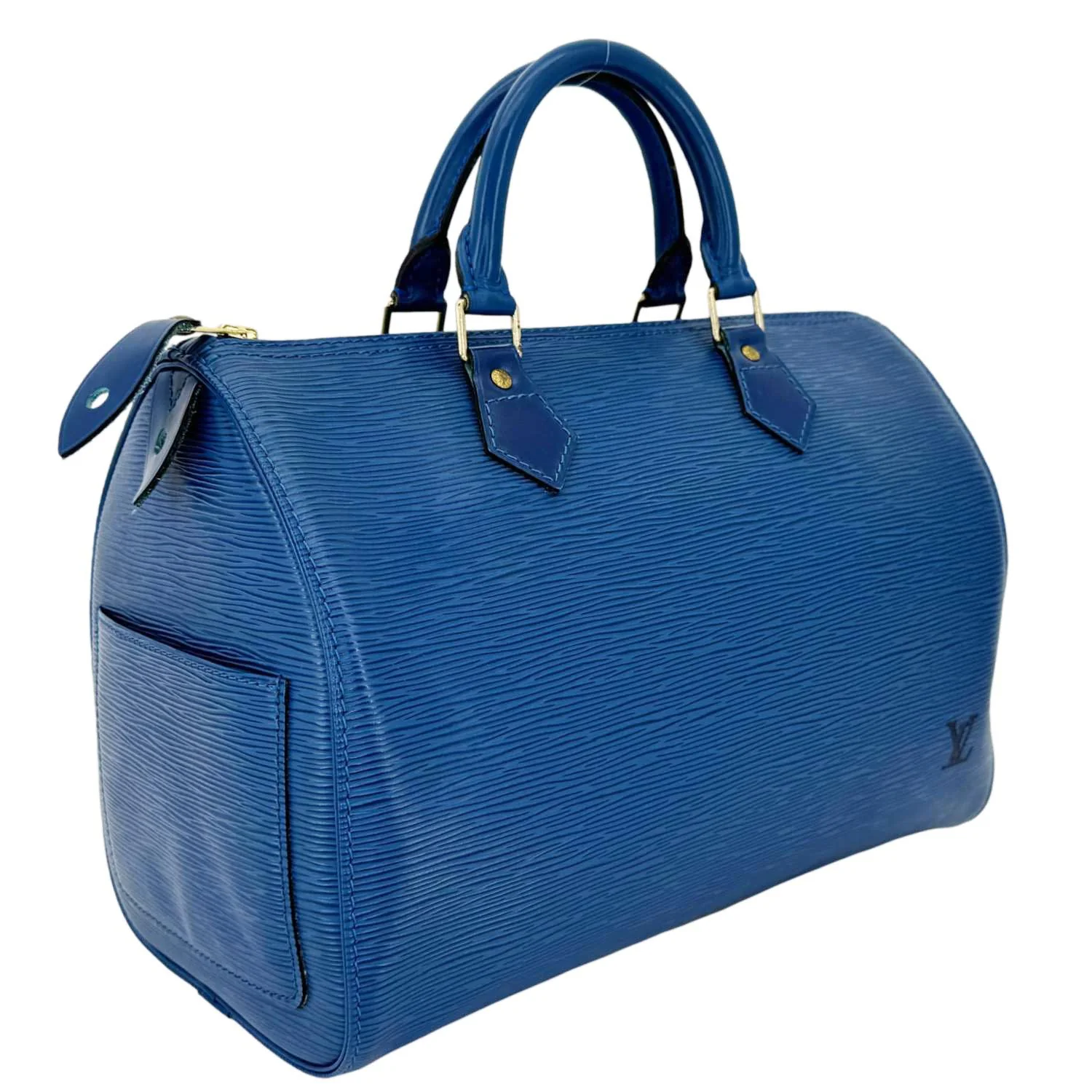 LOUIS VUITTON Speedy 30 Epi Leather Satchel Bag Blue - Image 5