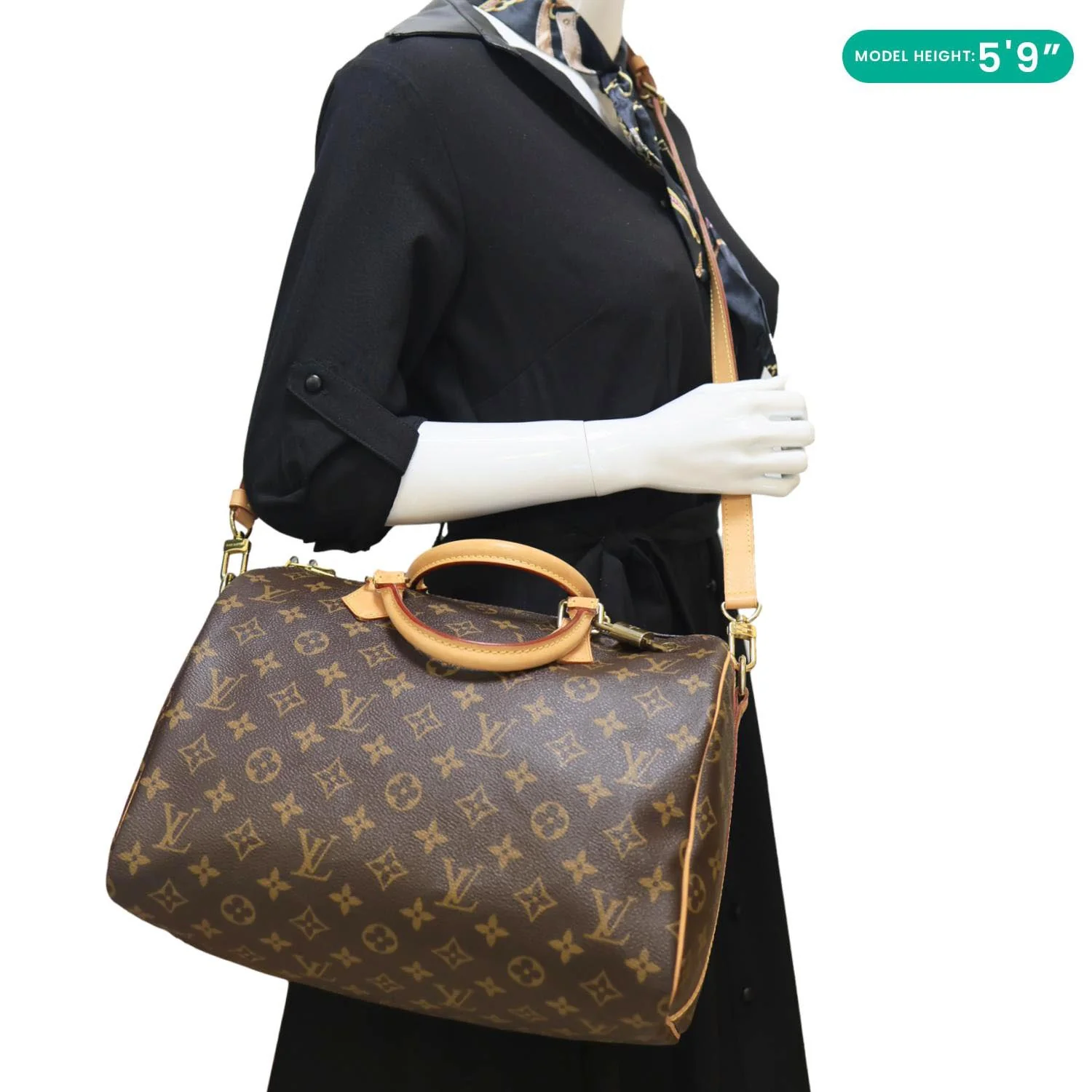 LOUIS VUITTON Speedy 30 Bandouliere Monogram Canvas Crossbody Bag Brown - Image 2