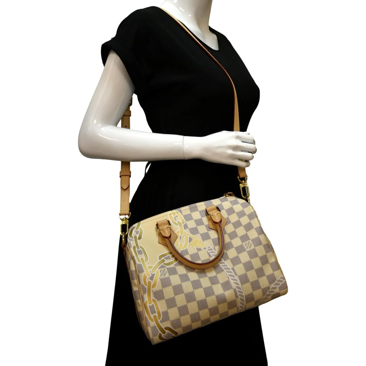 LOUIS VUITTON Nautical Speedy 25 Bandouliere Damier Azur Shoulder Bag White - Image 2